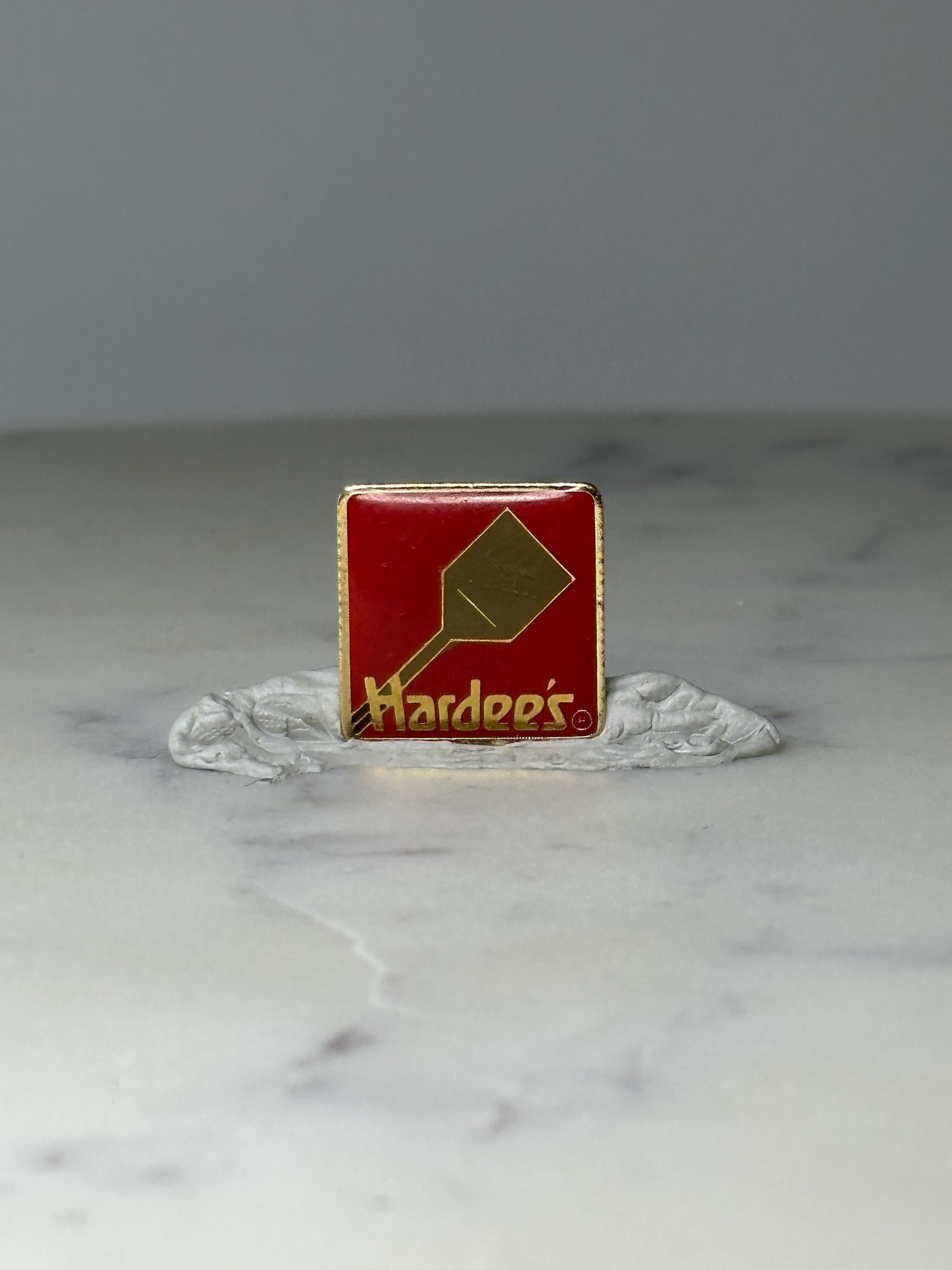 Vintage Hardee’s Spatula Logo Lapel Pin: Red & Gold Enamel - Fast Food Era Accessory