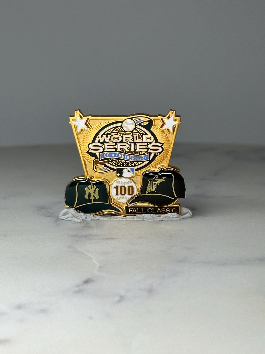 Vintage 2003 World Series Hat Pin: Gold Enamel - MLB 100th Anniversary Accessory