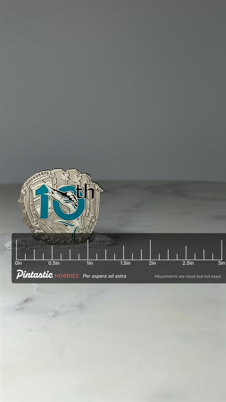 Vintage Limited Edition Florida Marlins 10th Anniversary Pin 165 of 300: Teal Enamel - MLB Accessory with ruler overlay for s
