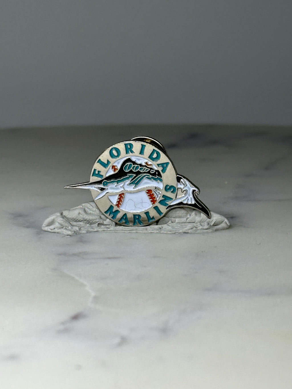 Vintage Florida Marlins Enamel Pin: Teal & Silver - MLB Baseball Accessory