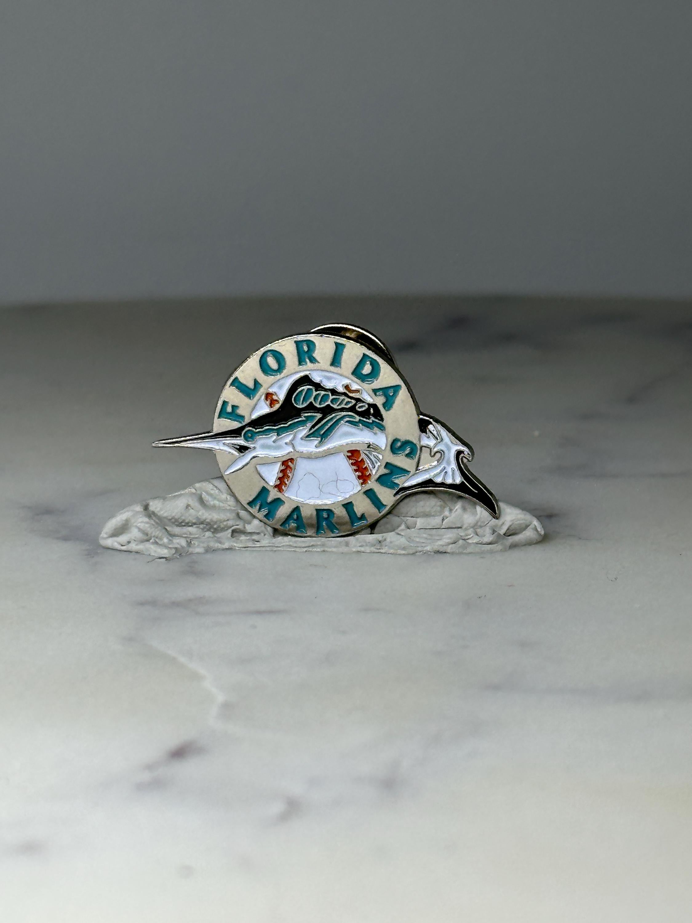 Vintage Florida Marlins Enamel Pin: Teal & Silver - MLB Baseball Accessory