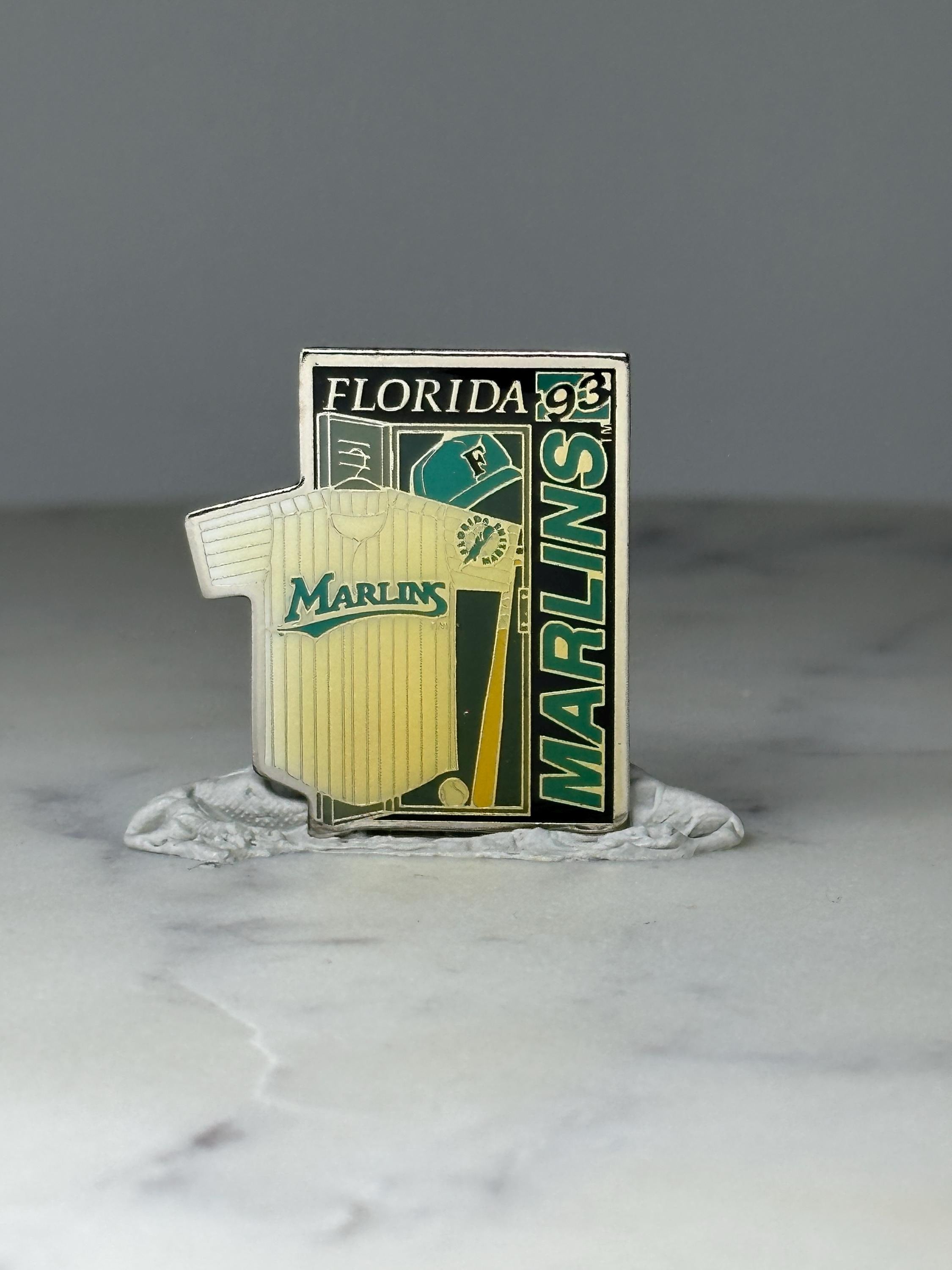 Vintage Florida Marlins Locker Room Baseball Pin: White Jersey - 1993 MLB Accessory