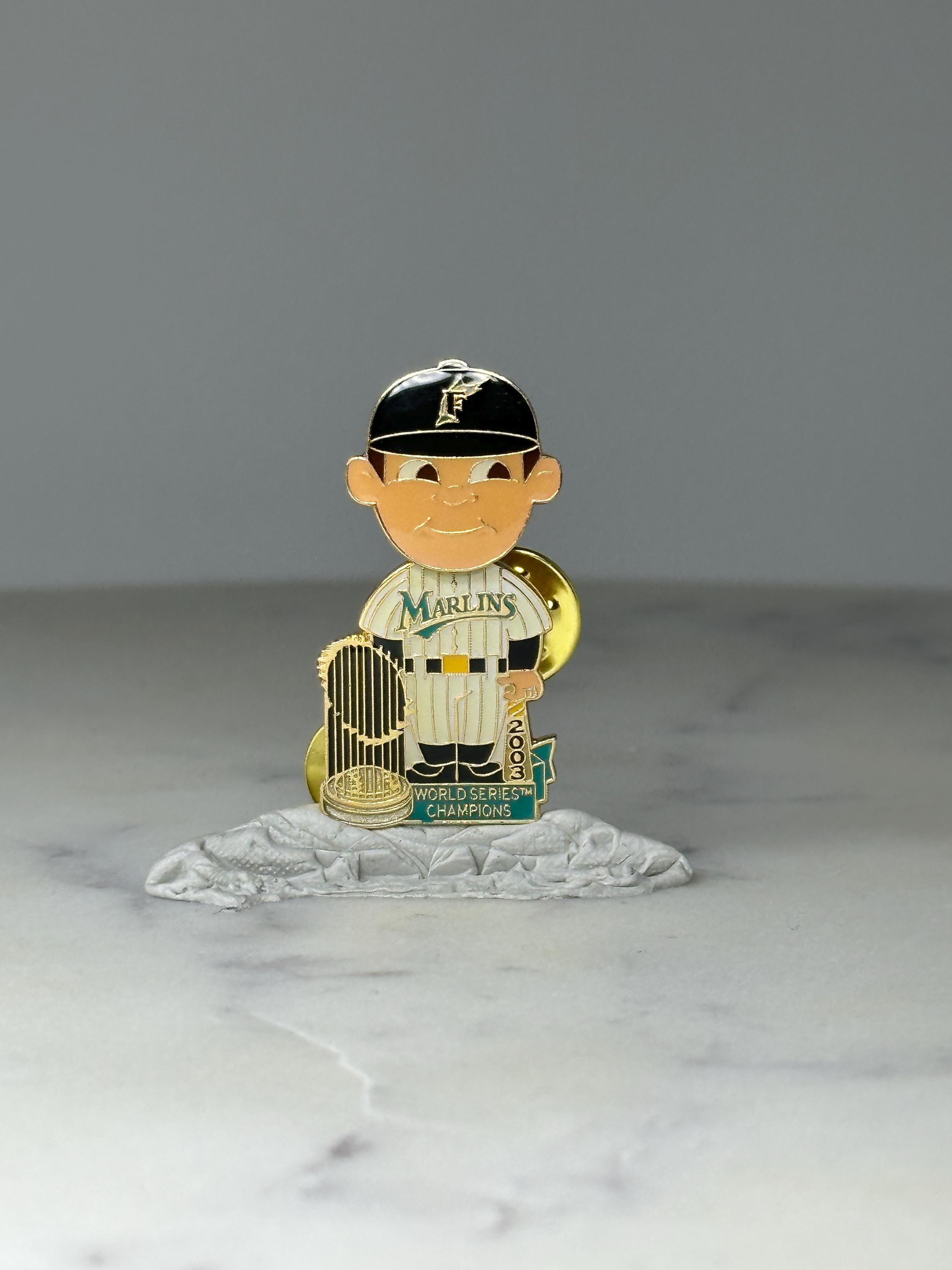 Vintage Florida Marlins Bobbing Head Pin: Gold Tone - 2003 World Series Accessory