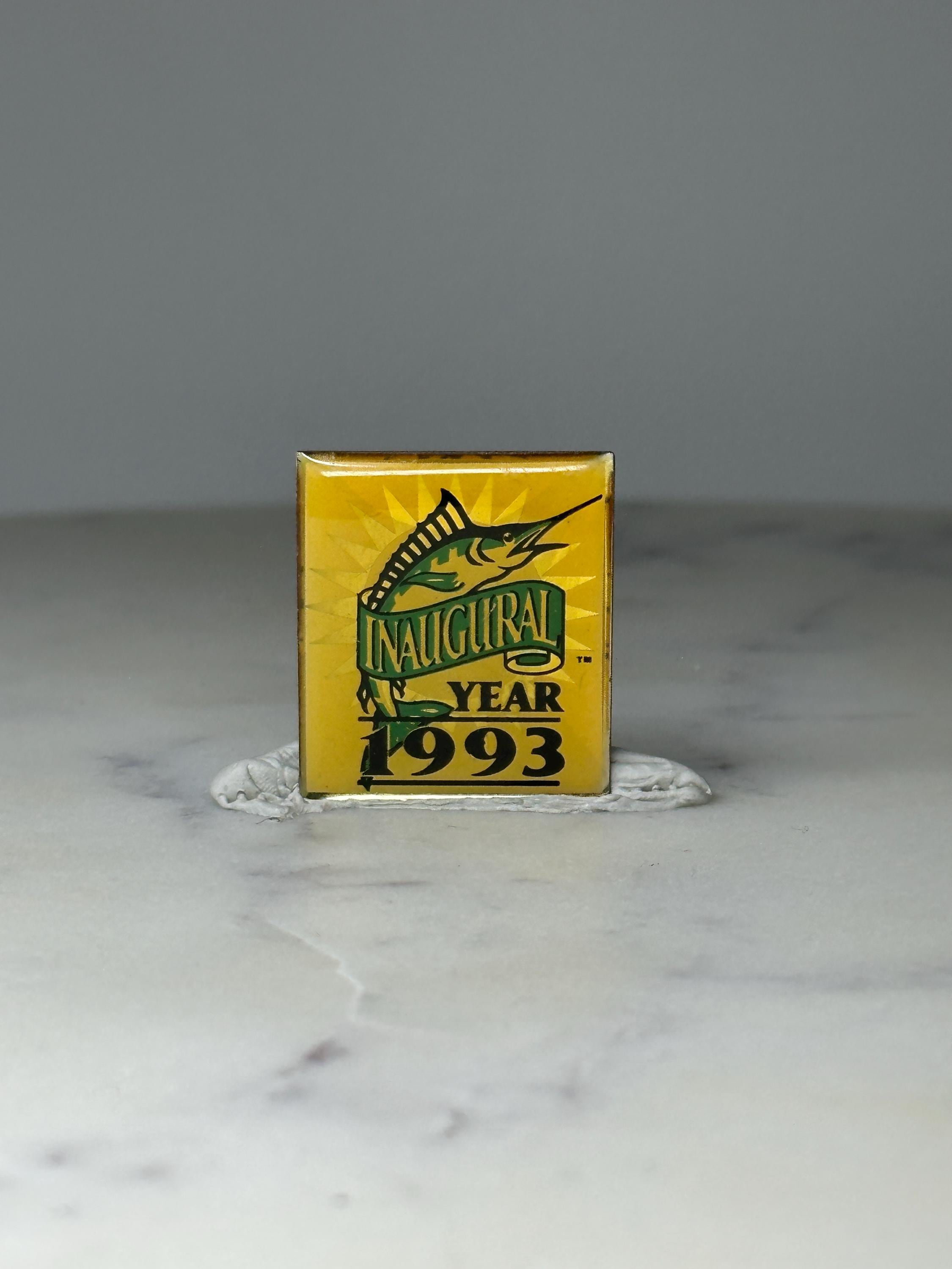 Vintage Florida Marlins Lapel Pin: Yellow Enamel - 1993 Inaugural Year Accessory