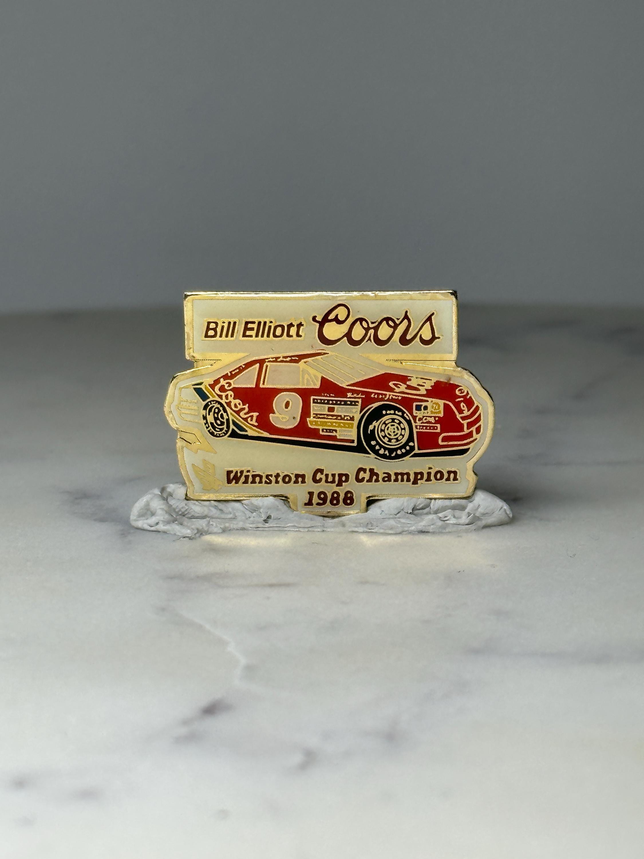 Vintage Bill Elliott NASCAR Pin: Gold Enamel - 1988 Champion