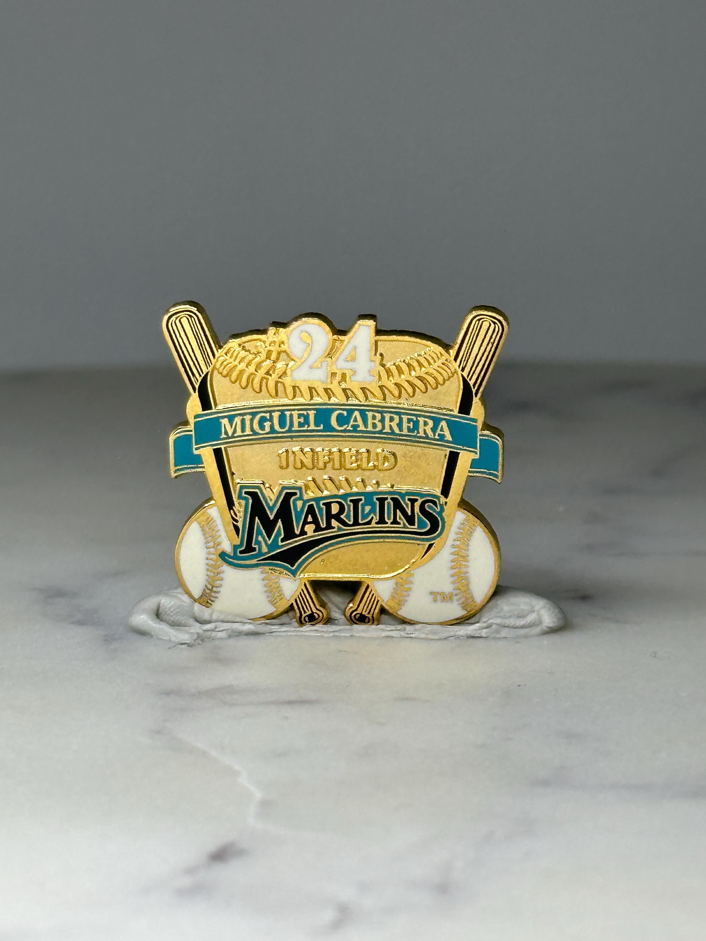 Vintage Limited Edition Miguel Cabrera Baseball Pin 199 of 300: Gold Enamel - Marlins MLB Accessory