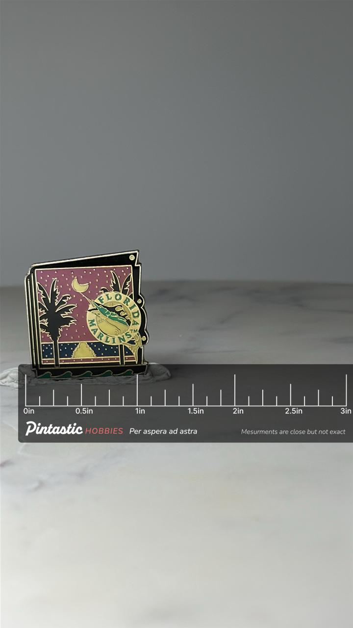 Limited Edition Florida Marlins Night Sky Enamel Pin 24 of 250: Gold Tone - 1990s MLB Accessory with ruler overlay for size r