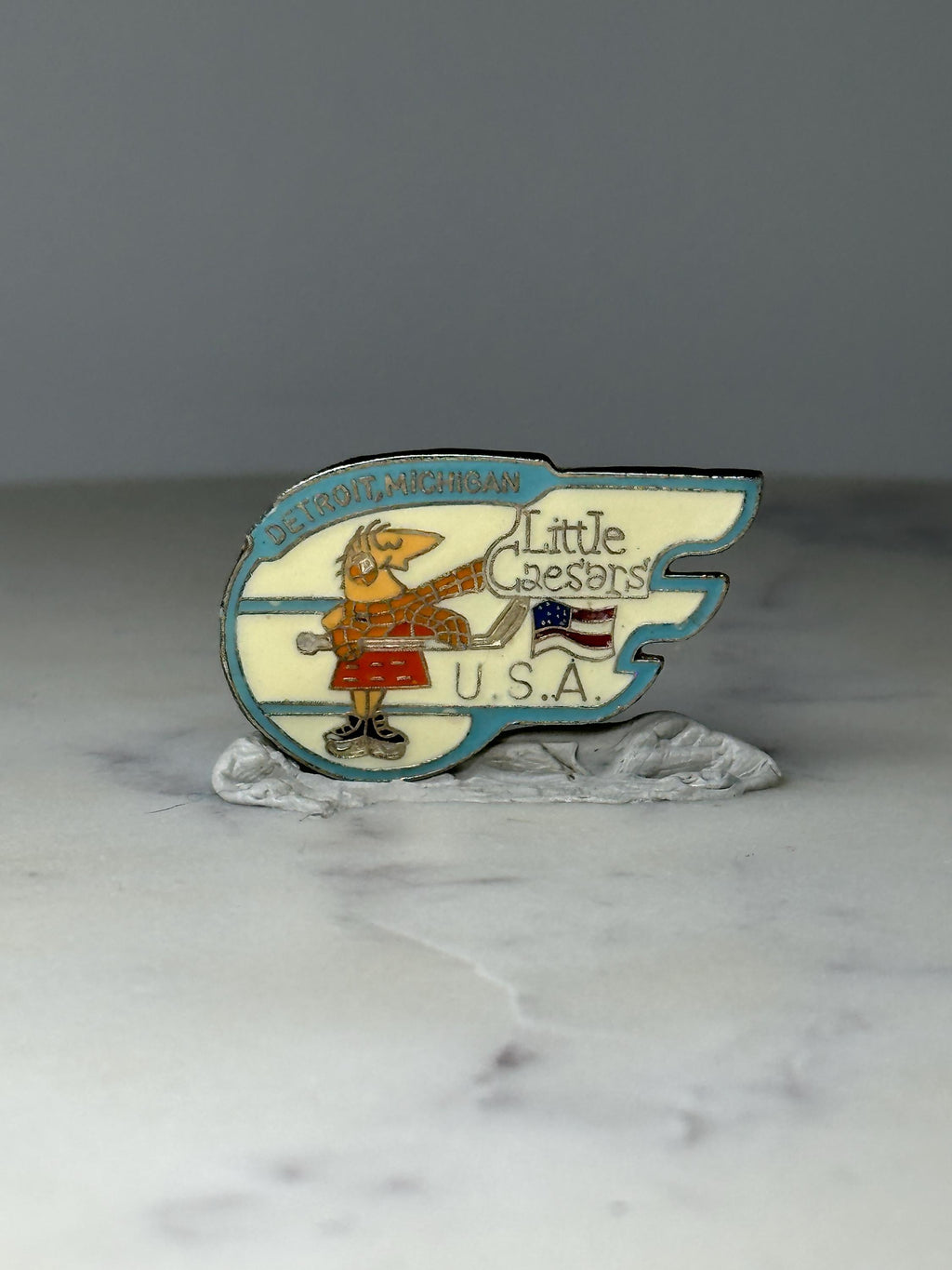 Vintage Detroit Michigan Little Caesars Pin: Enamel Winged Logo - USA Hockey