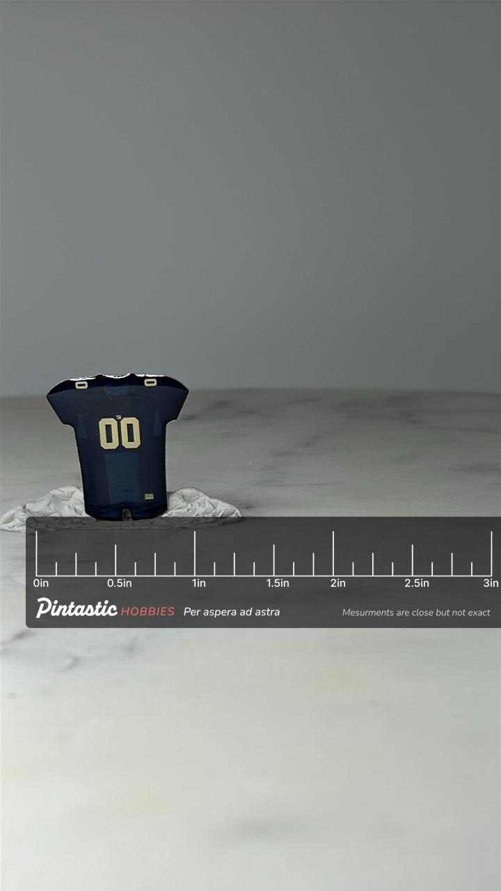 Vintage NY Giants Football Jersey Pin: Blue Enamel - NFL Sports Accessory with ruler overlay for size reference