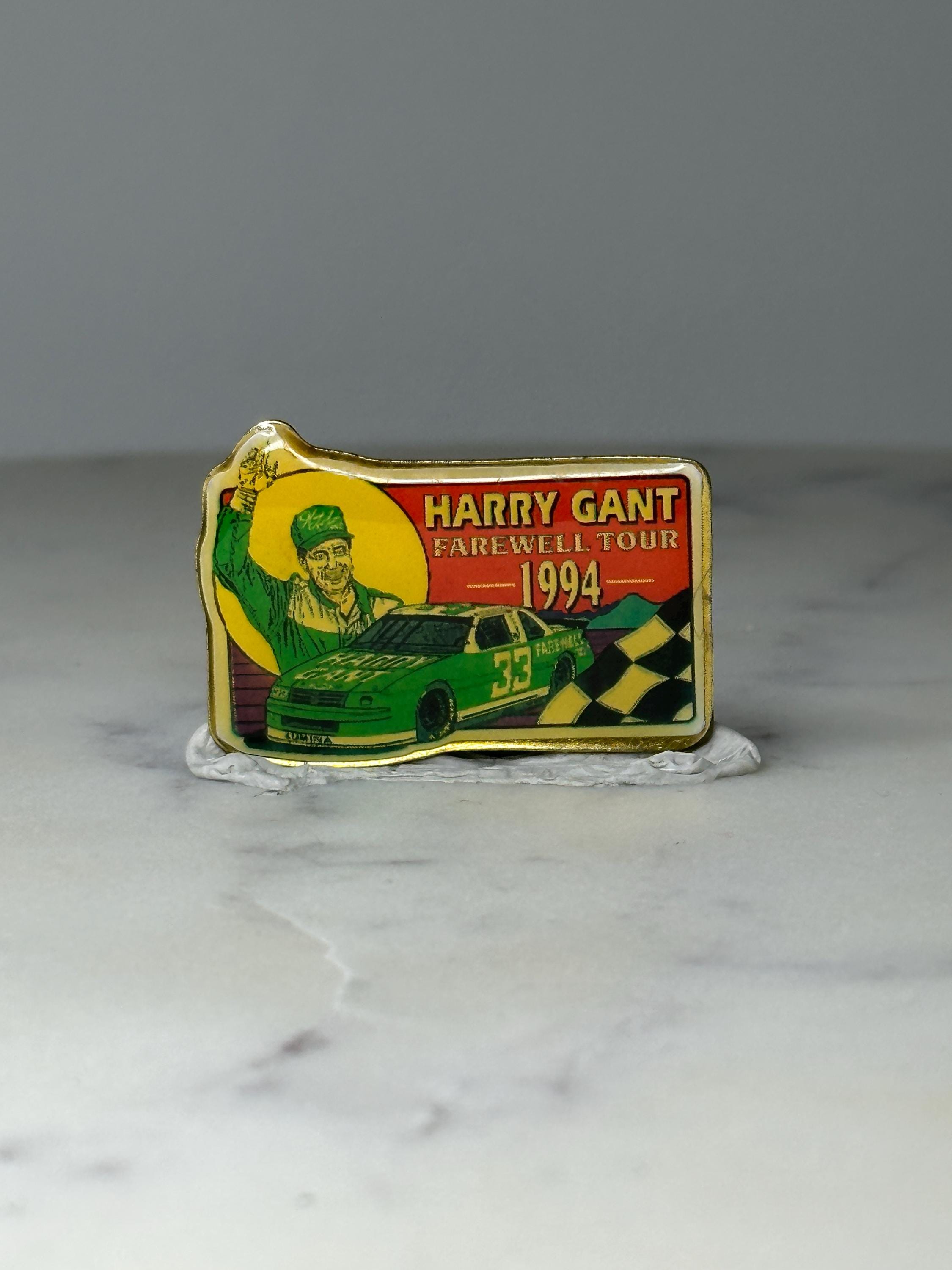 Vintage Harry Gant NASCAR Pin: Gold Tone Enamel - 1994 Farewell Tour Accessory