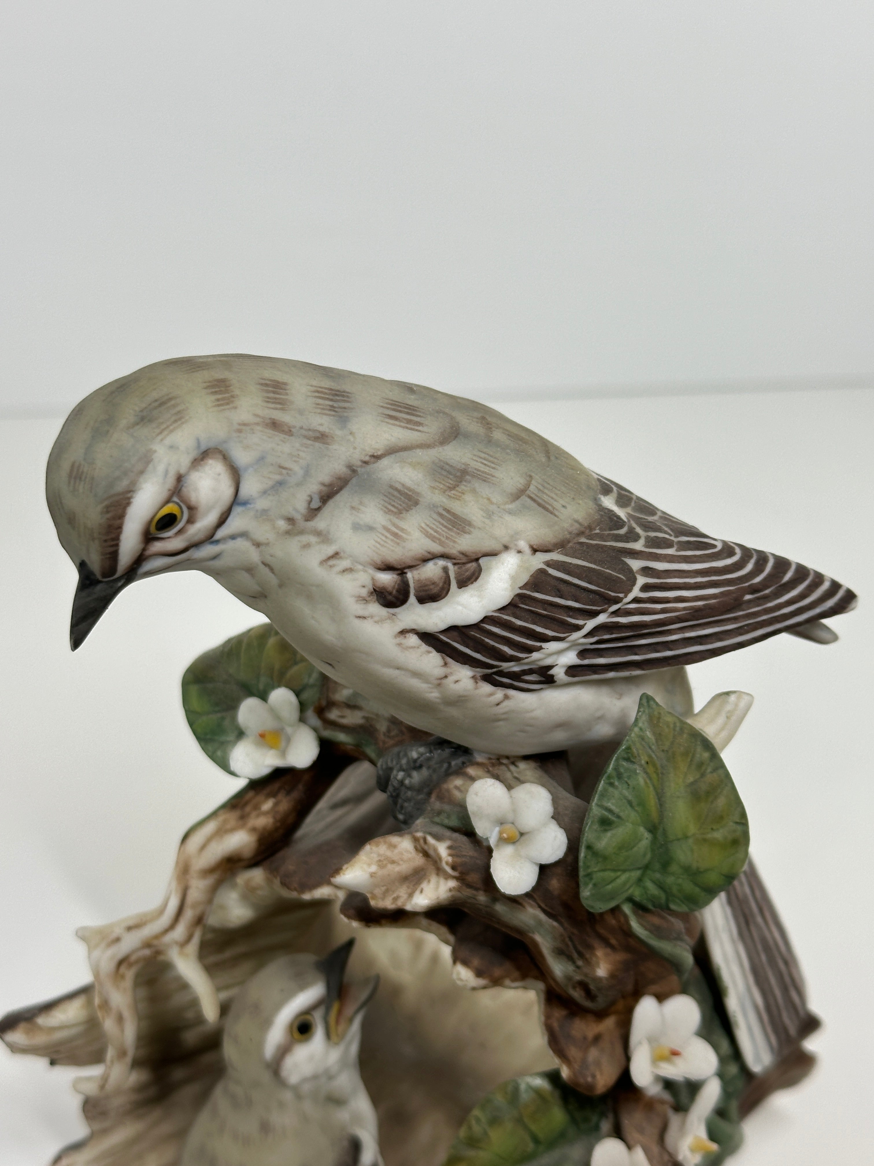 Homco Masterpiece hand painted porcelain bird figurine with flowers