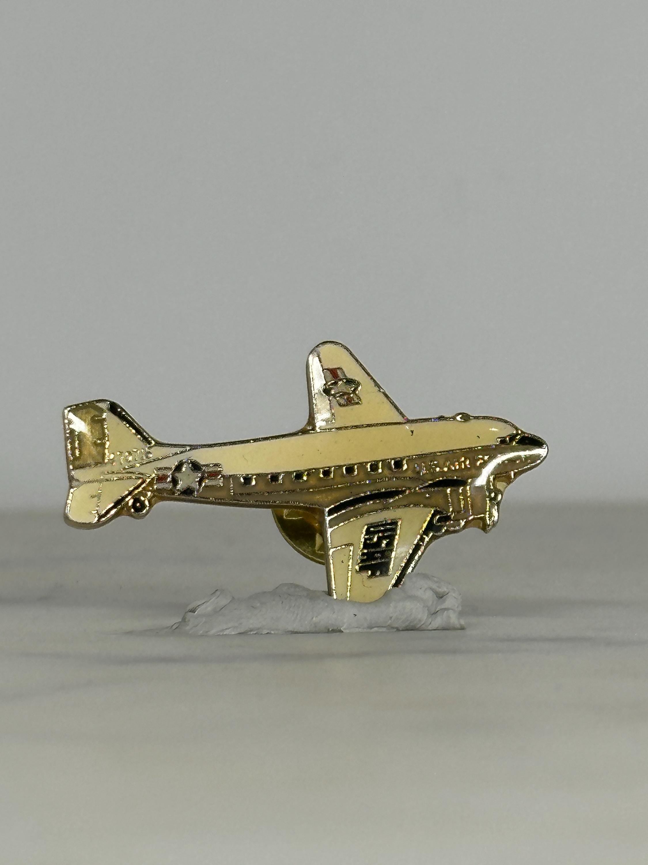 USAF C-47 Skytrain Pin: Vintage Enamel Pin – Aircraft 47-0716 Commemorative