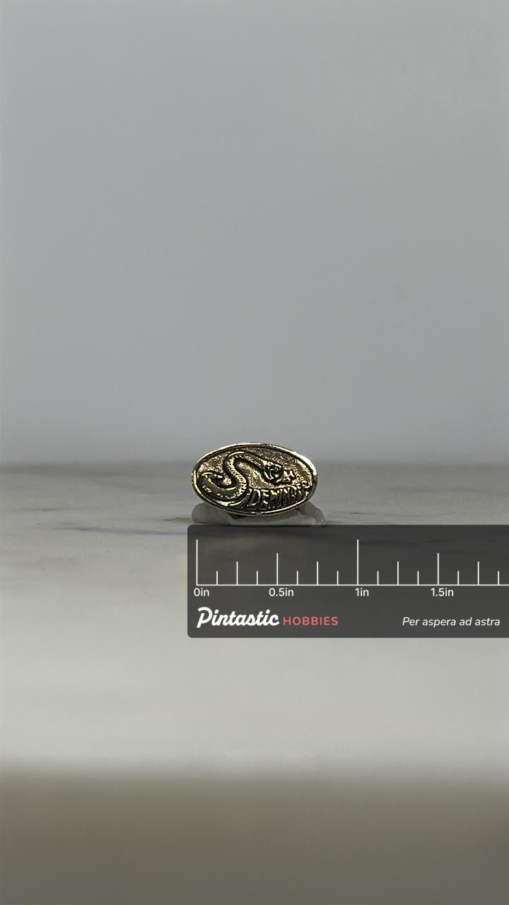 Sidewinder Missile Pin: Snake & Jet Design – Vintage U.S. Military Aviation Lapel with ruler overlay for size reference