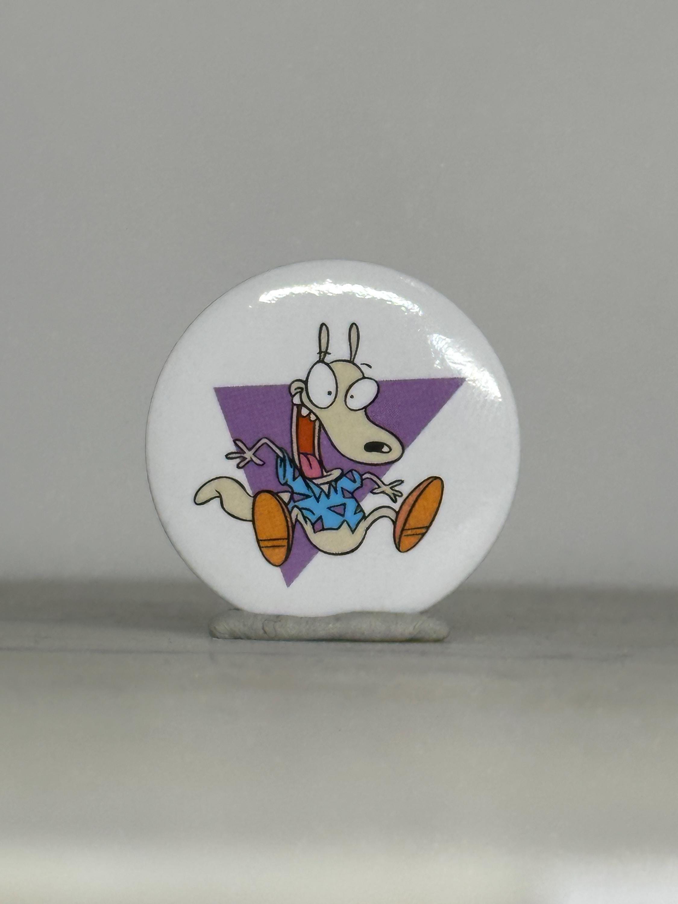 Vintage Rocko's Modern Life Button Pin: Bold Graphic - 90s Nickelodeon Accessory