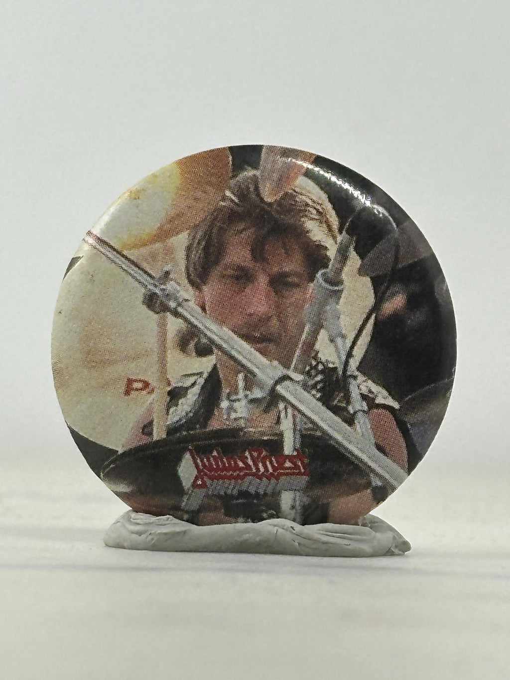 Judas Priest Band Pin: Round Photo Button - 1980s Rock Accessory