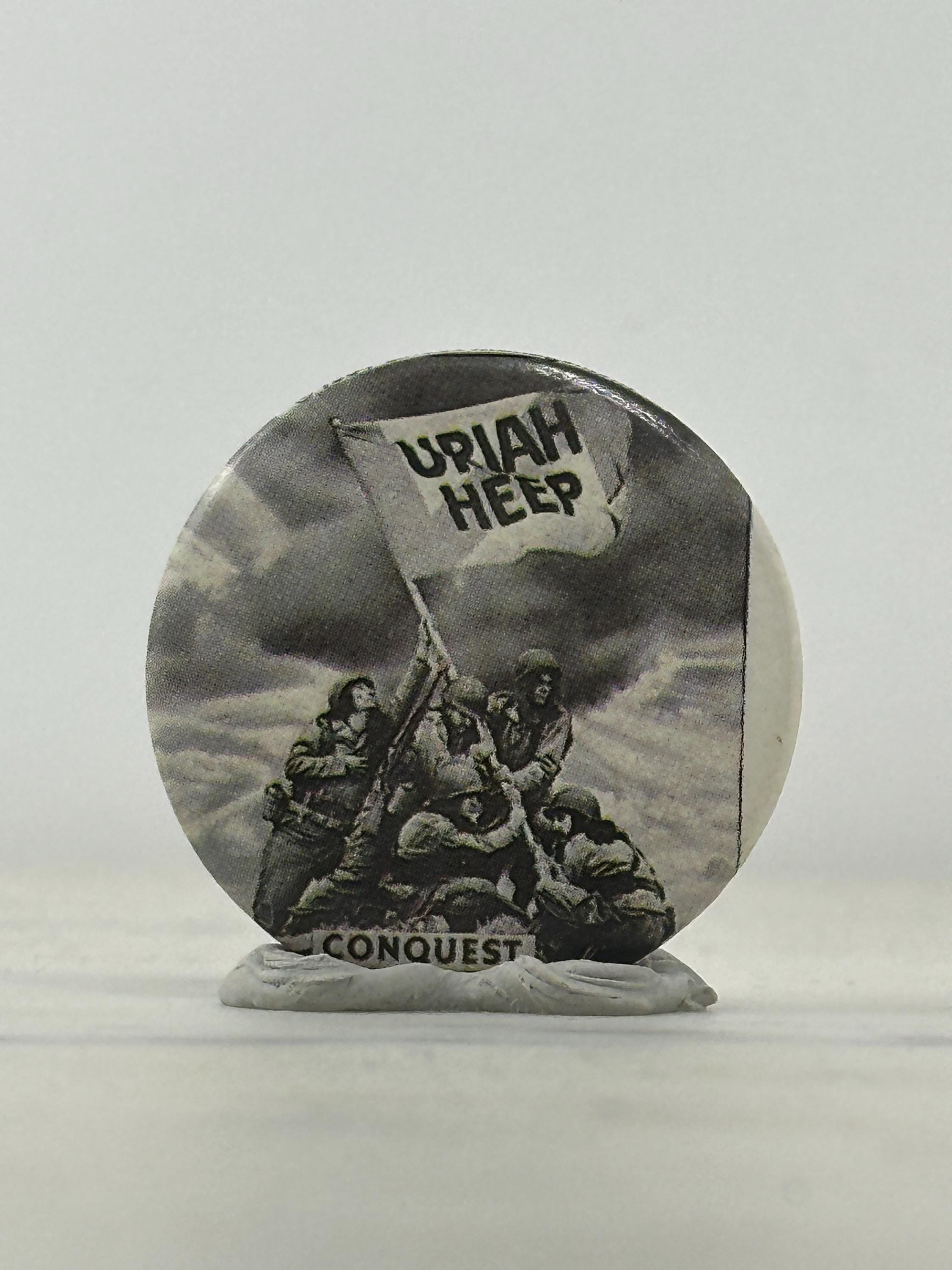 Uriah Heep Band Pin: Black & White Round - Vintage Rock Accessory