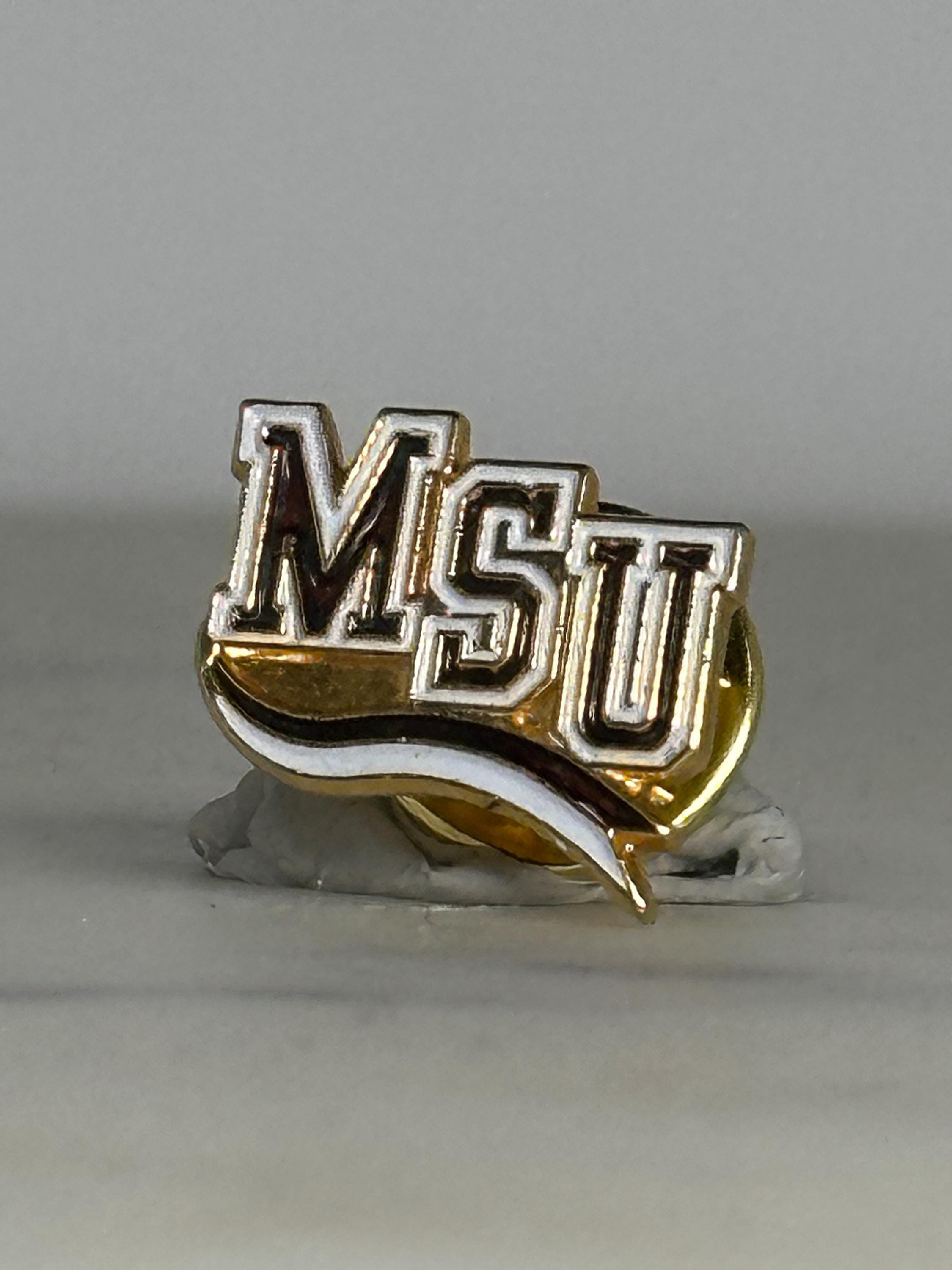 MSU College Enamel Pin: Gold Tone Finish - Vintage School Accessory
