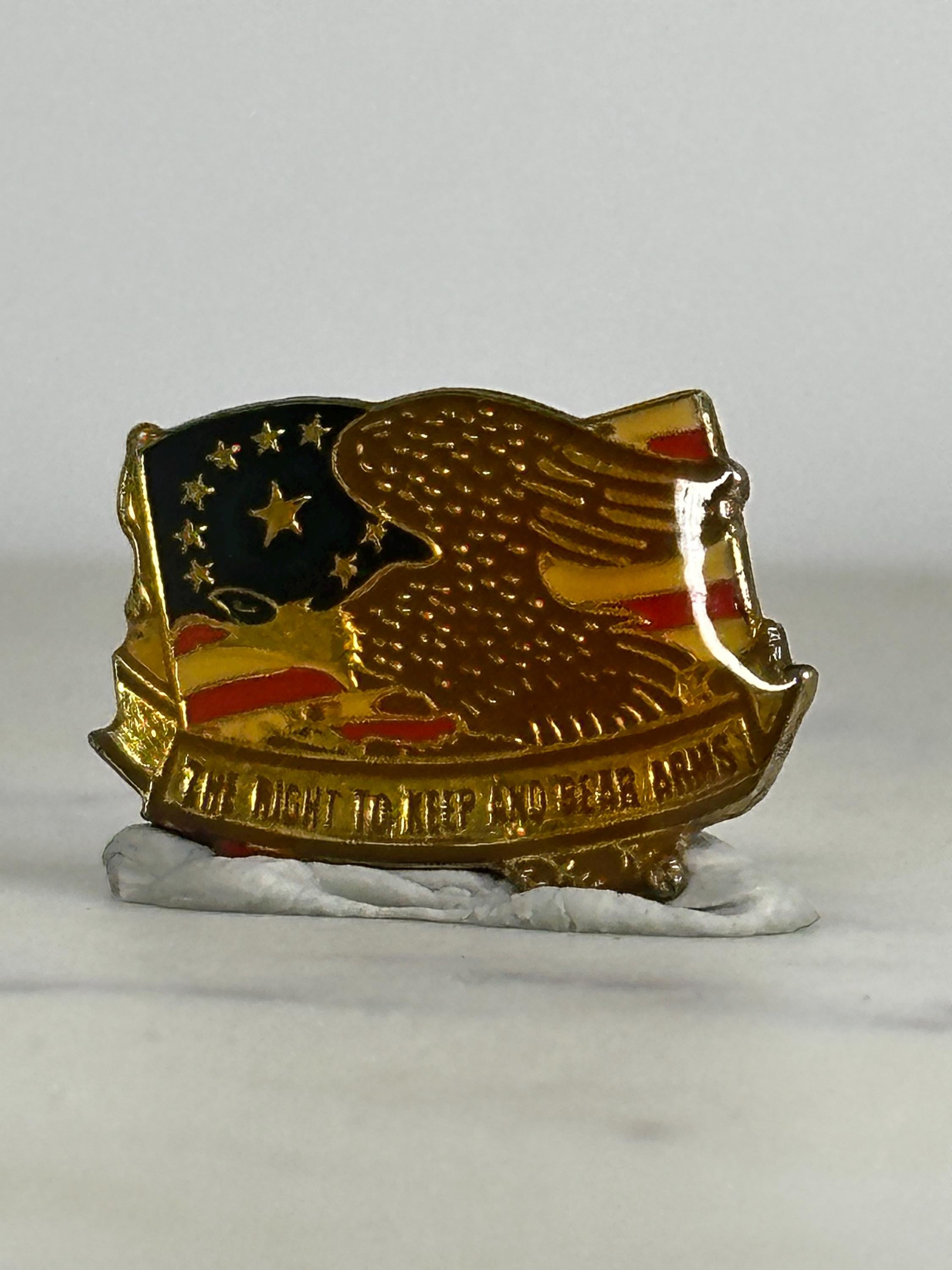 Patriotic Eagle Enamel Pin: Gold American Flag - Vintage Liberty Accessory