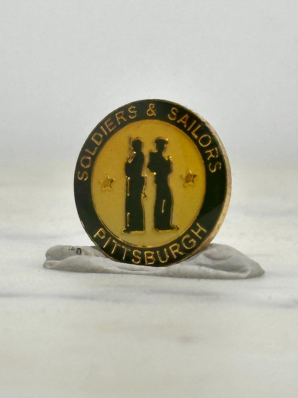 Soldiers & Sailors Museum Pin: Black Enamel Gold Trim - Military Tribute Accessory