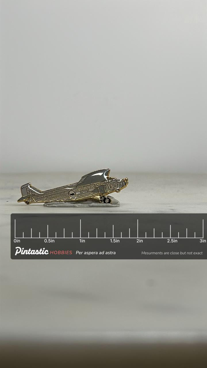 Ford Trimotor Airplane Pin: Vintage “Tin Goose” Lapel – Historic Aviation Collectible with ruler overlay for size reference