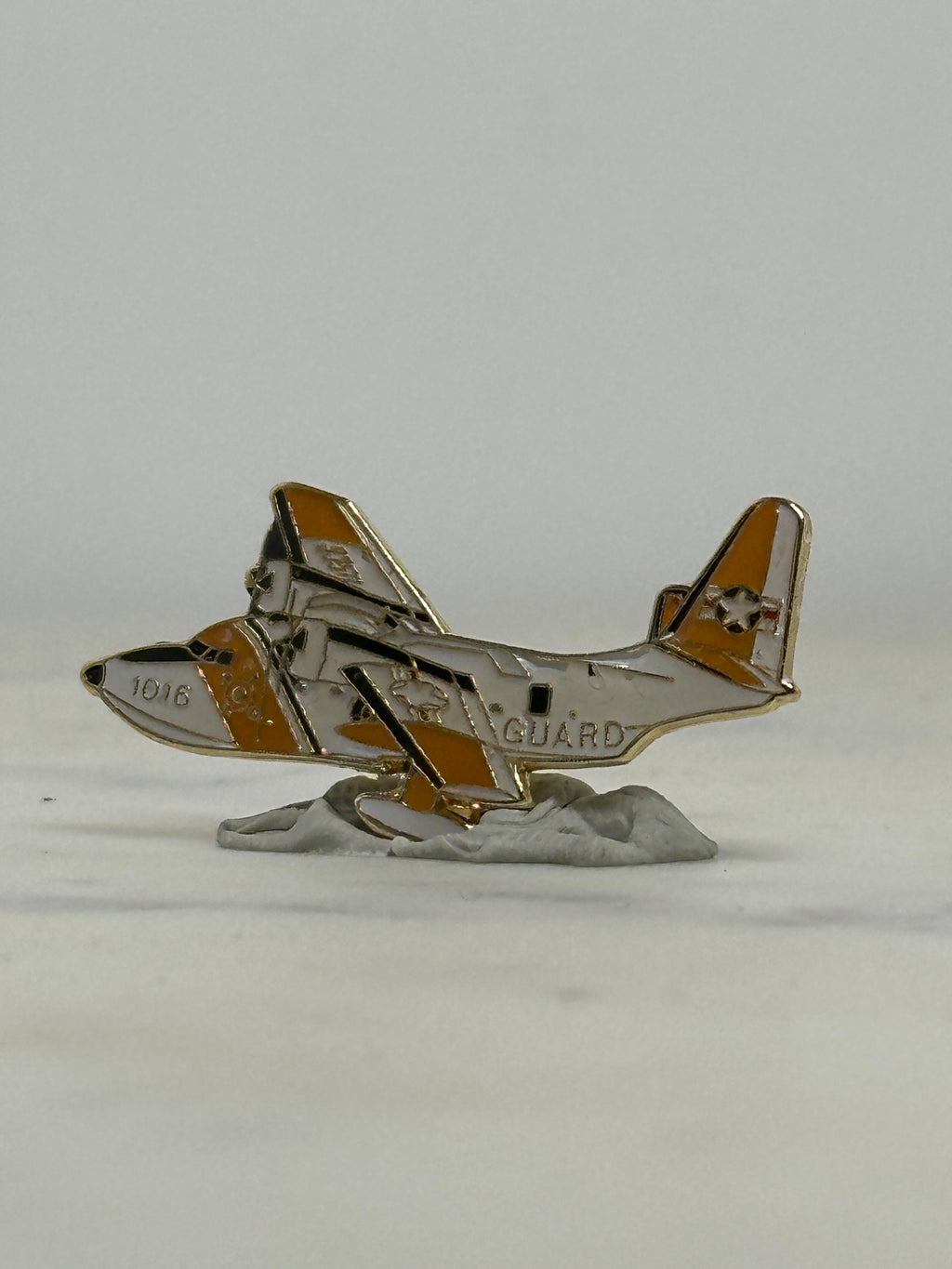 U.S. Coast Guard HC-130 Hercules Pin: Orange & White Aircraft – Military Collectible