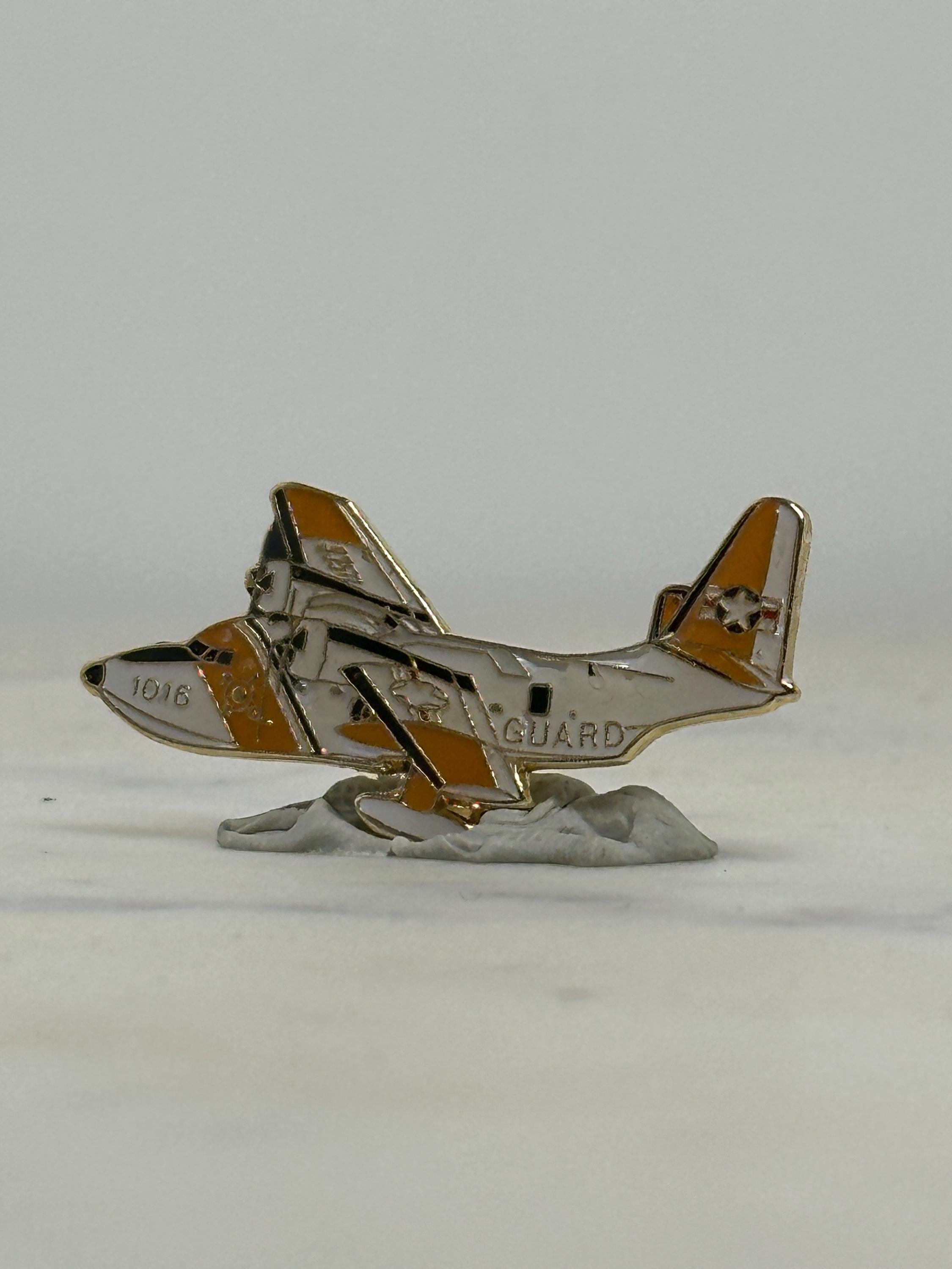 U.S. Coast Guard HC-130 Hercules Pin: Orange & White Aircraft – Military Collectible