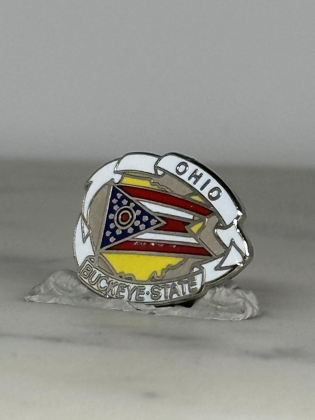 Ohio State Souvenir Pin: Red White Enamel - Vintage Travel Accessory