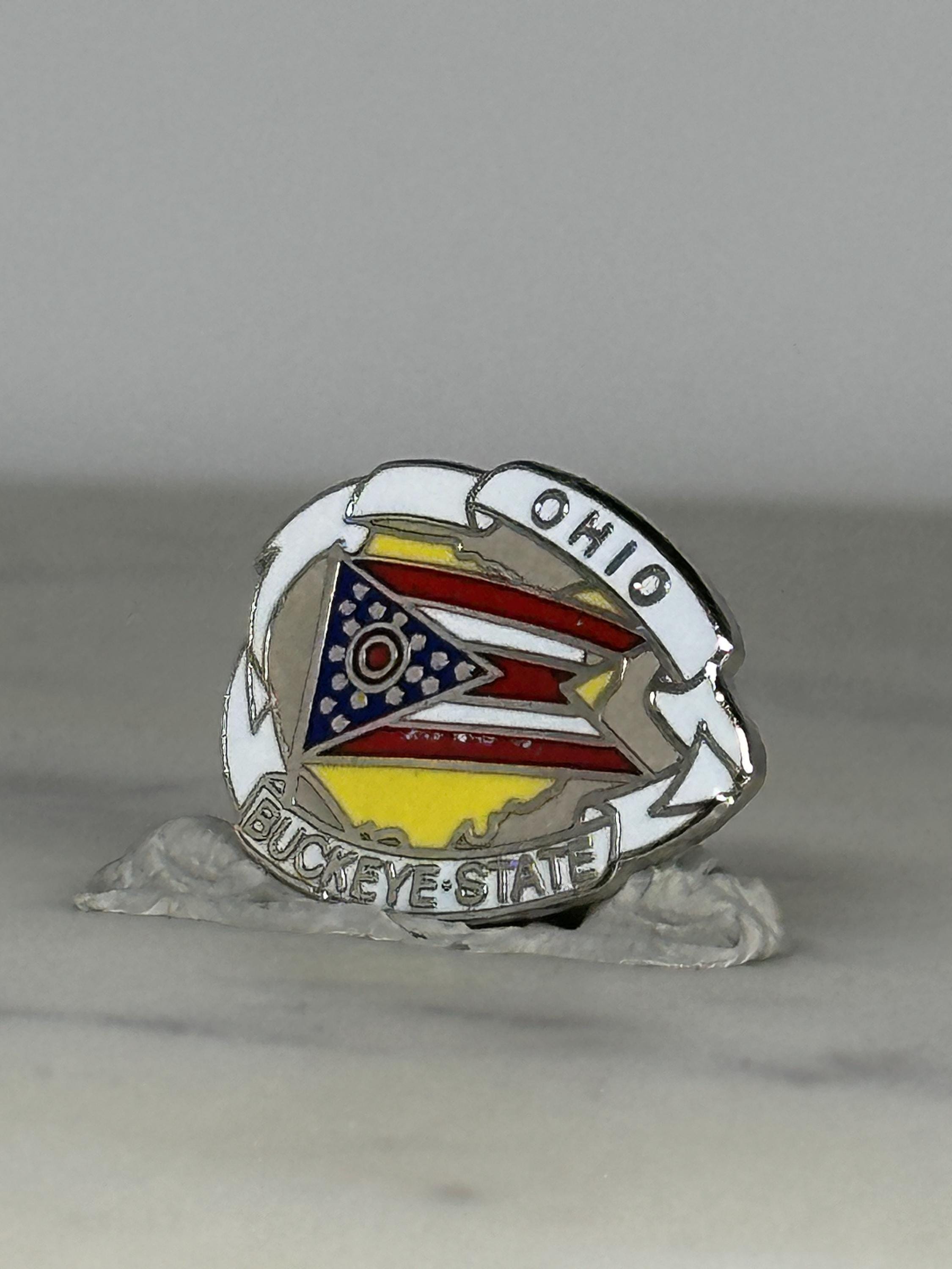 Ohio State Souvenir Pin: Red White Enamel - Vintage Travel Accessory