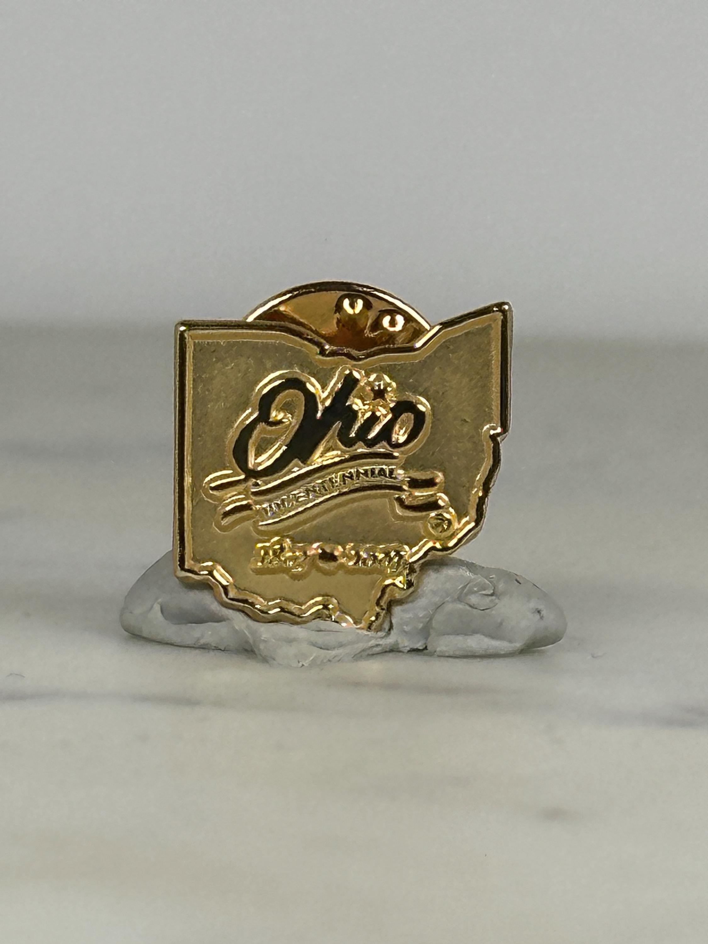 Ohio State Enamel Pin: Gold Finish - Bicentennial Souvenir Accessory
