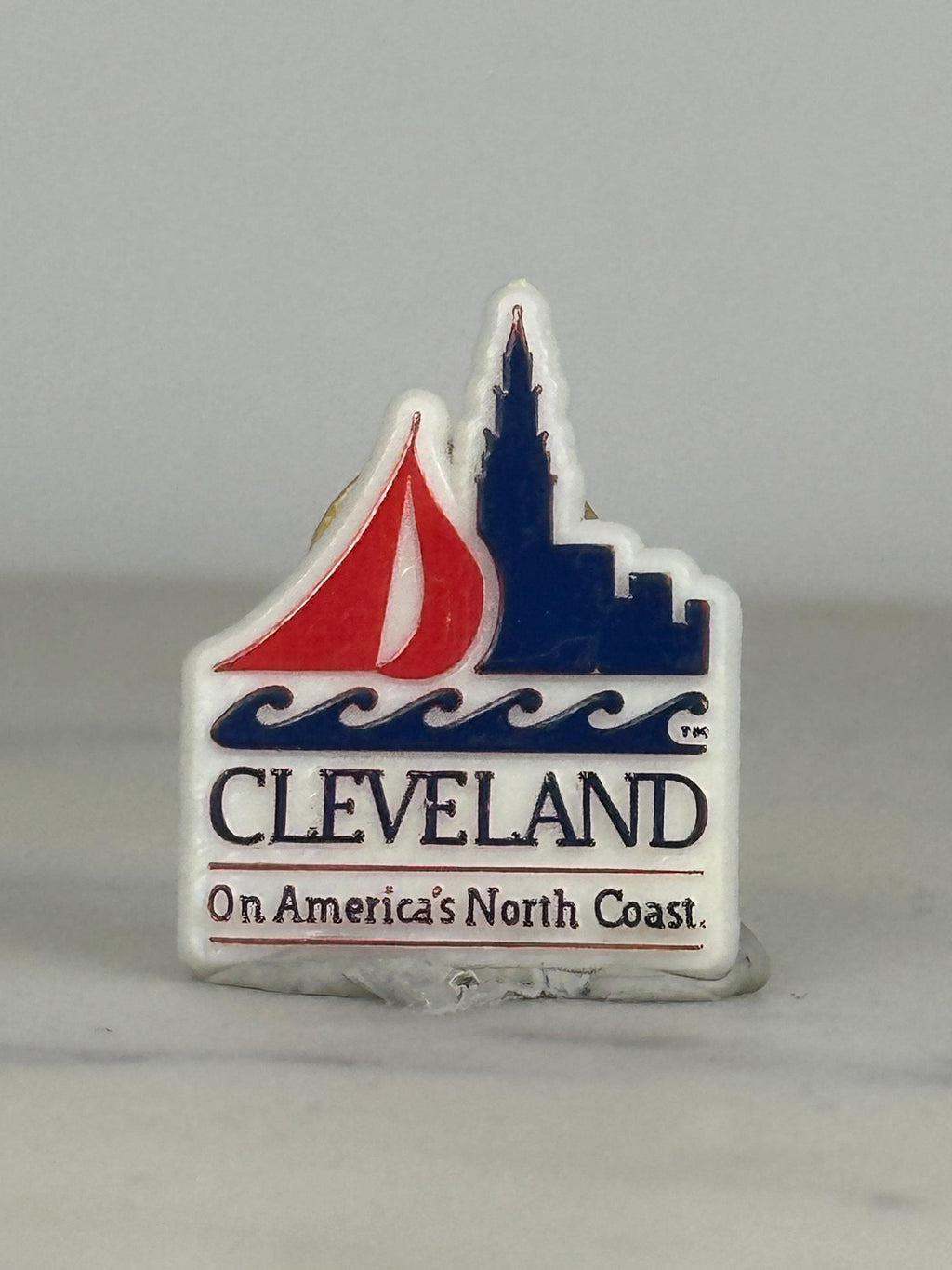 Cleveland Souvenir Enamel Pin: Red White Blue - Vintage Travel Accessory