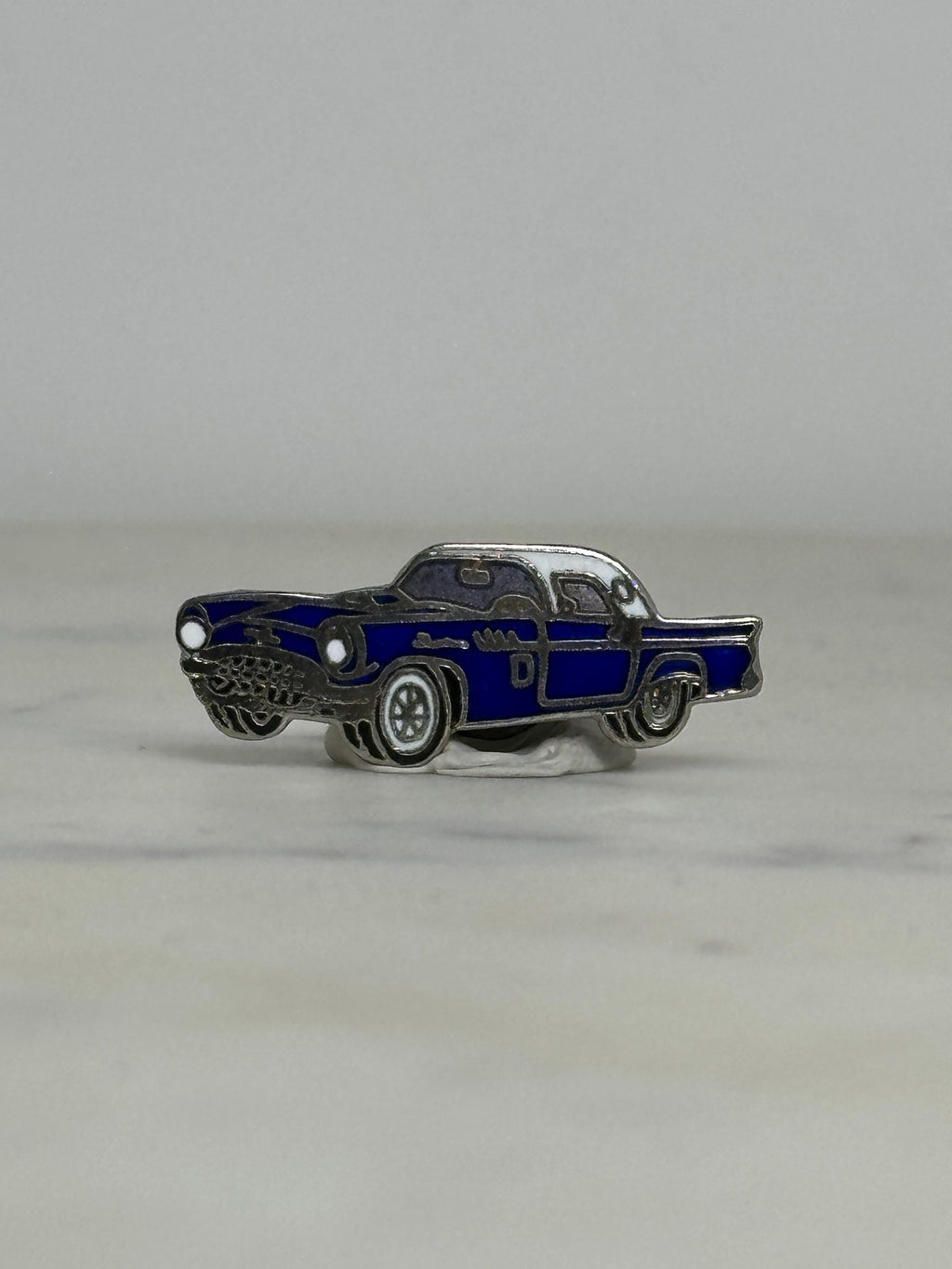 1957 Ford Thunderbird Blue Enamel Pin – Vintage Classic Car Lapel (Facing Right)