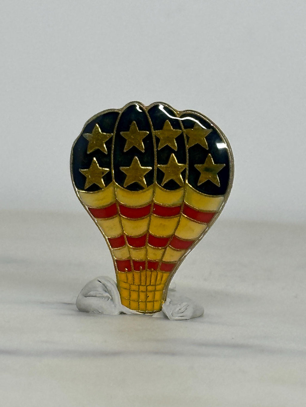 Patriotic Hot Air Balloon Pin: Red White Blue Enamel - Americana Accessory