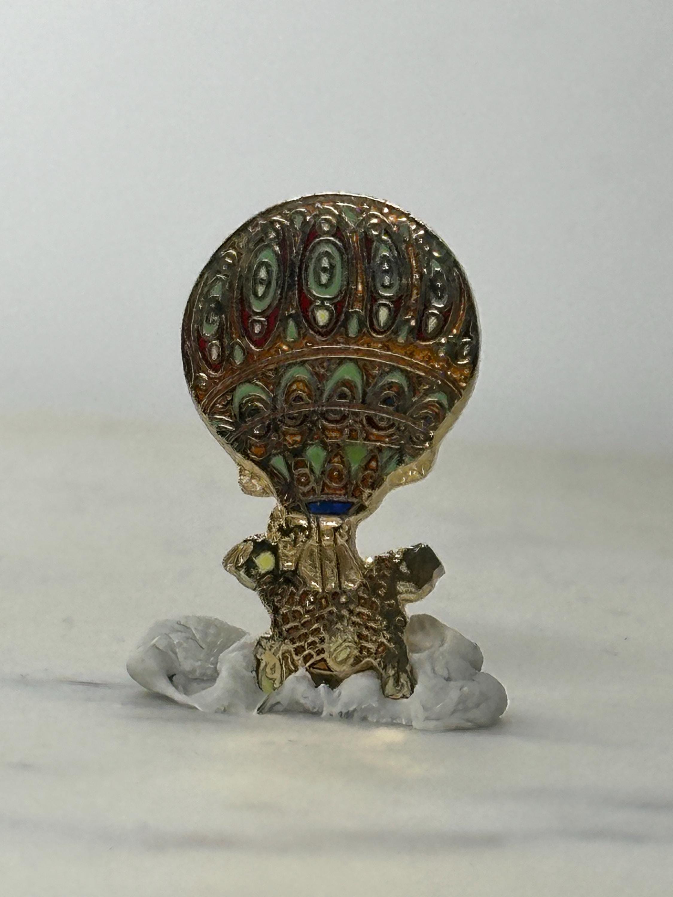 Hot Air Balloon Enamel Pin: Ornate Multicolor Finish - Vintage Travel Accessory