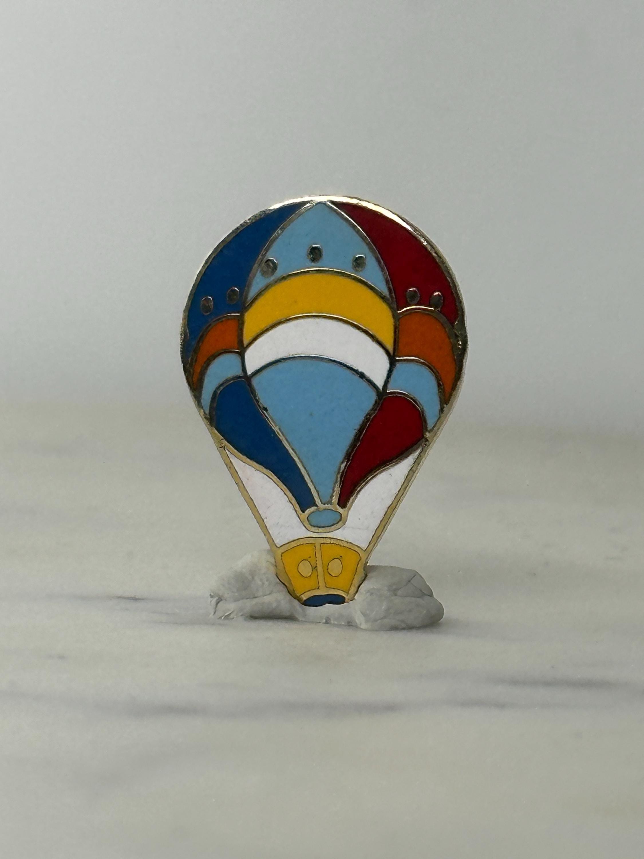 Hot Air Balloon Enamel Pin: Multicolor Cloisonné - Vintage Travel Accessory