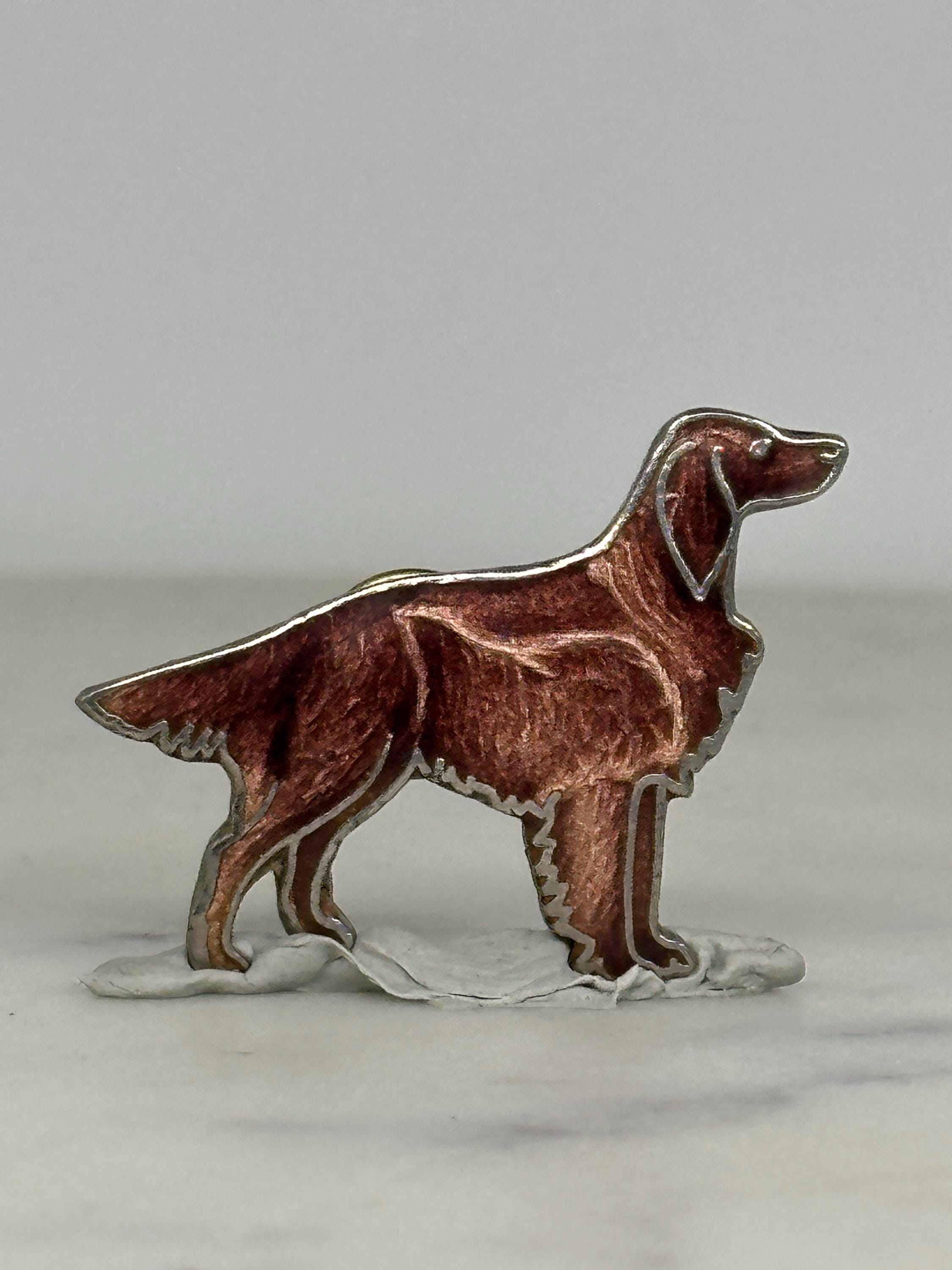 Irish Setter Dog Enamel Pin: Brown Metallic Finish - Vintage Pet Accessory