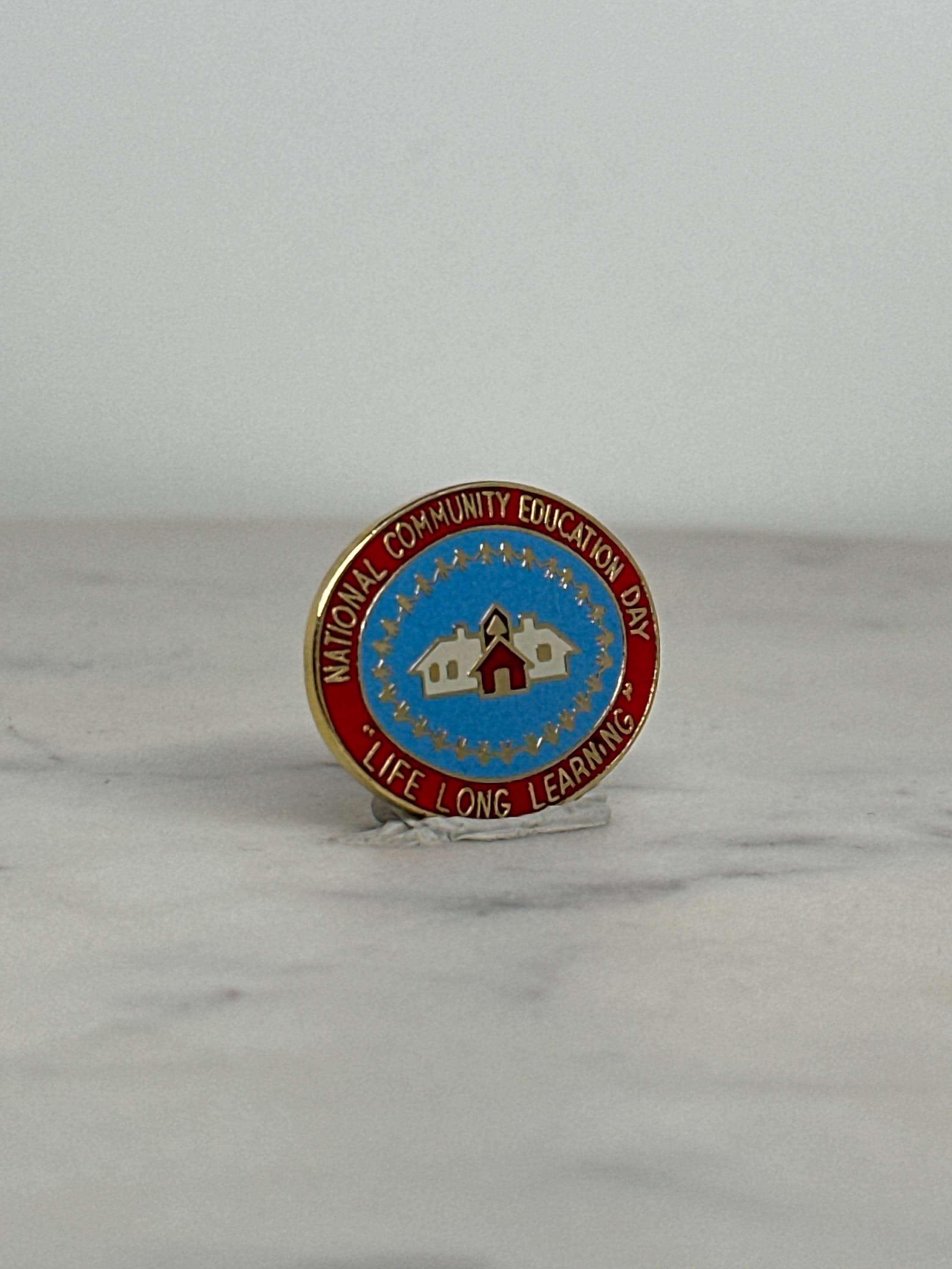 National Community Education Day Pin: Red Blue Enamel - Lifelong Learning Accessory
