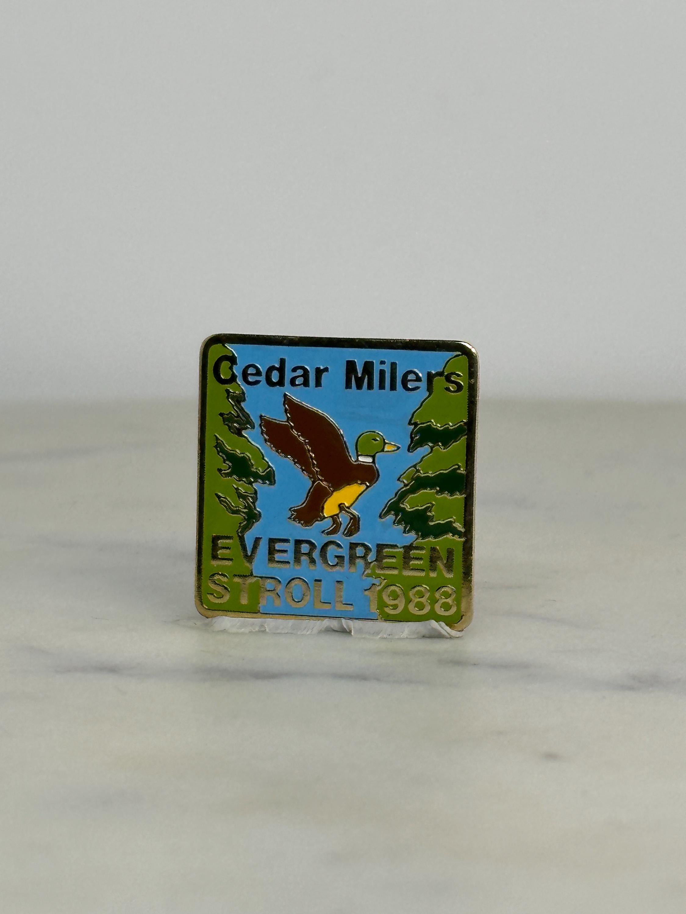 Cedar Milers Hiking Pin: Duck Scene Enamel - 1980s Nature Accessory