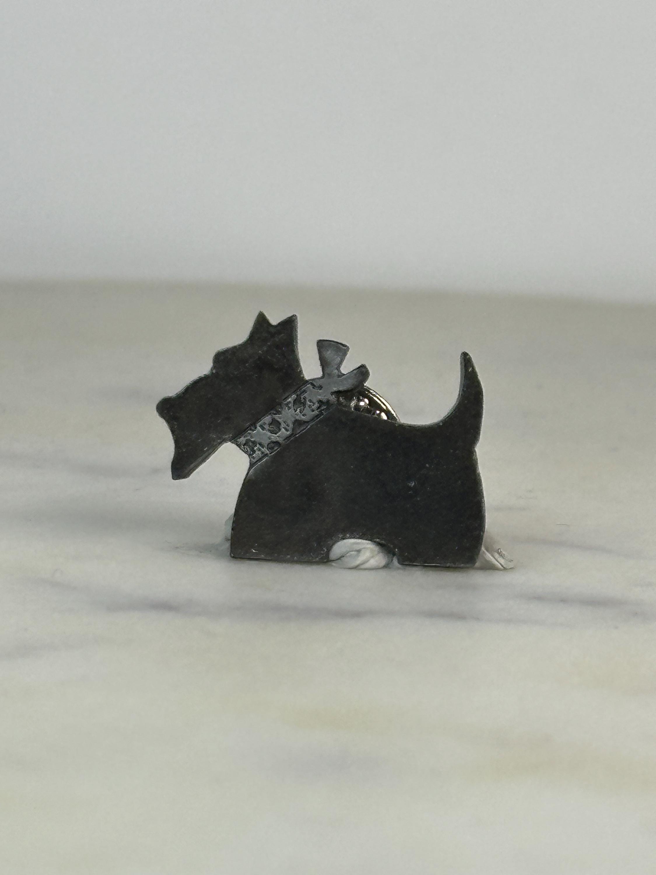 Scottie Dog Enamel Pin: Matte Black Finish - Retro Animal Accessory
