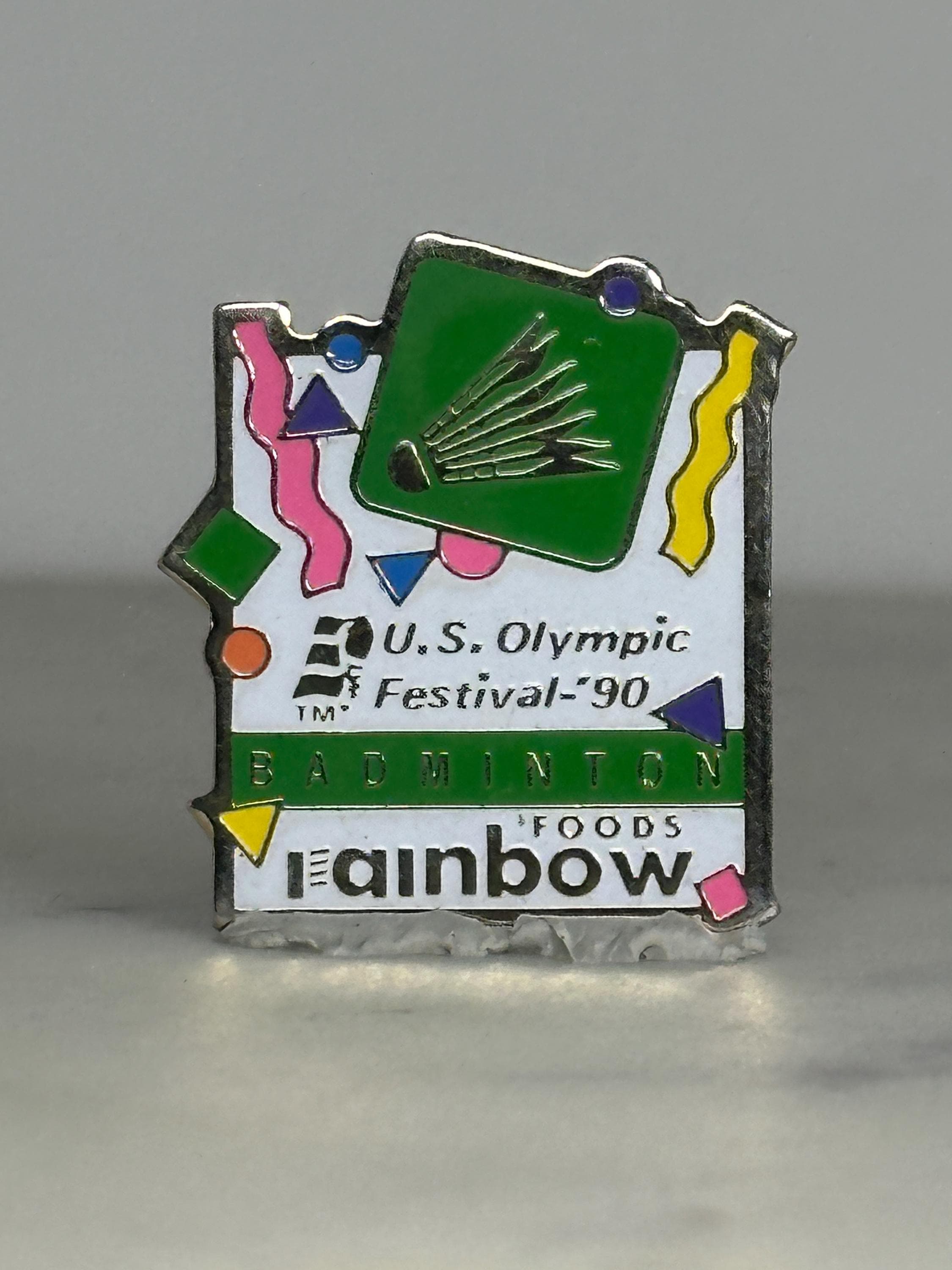 Olympic Badminton Enamel Pin: Multicolor 1990 - Vintage Sports Accessory
