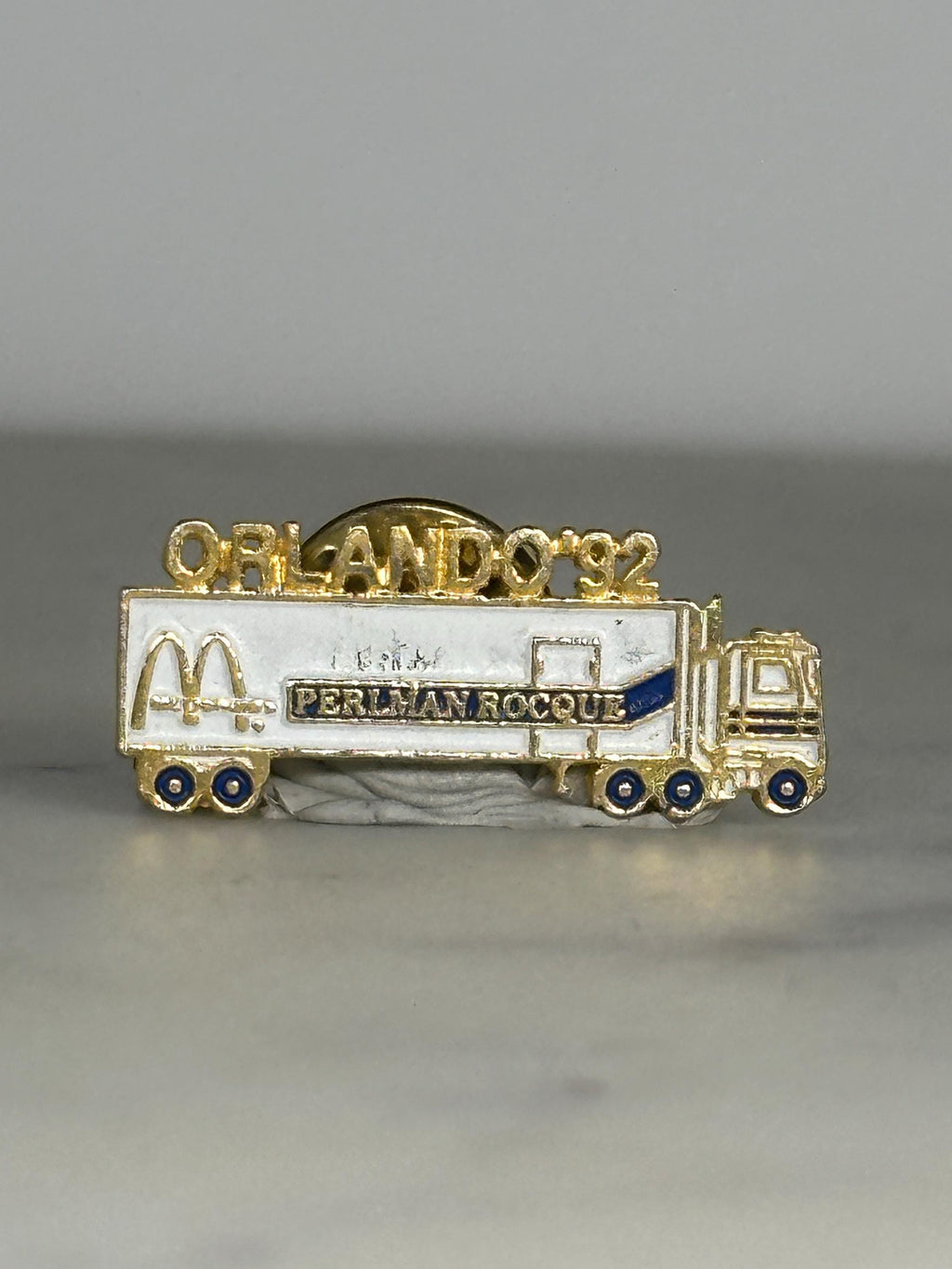 Orlando '92 Truck Enamel Pin: Gold White Blue - Vintage Company Accessory