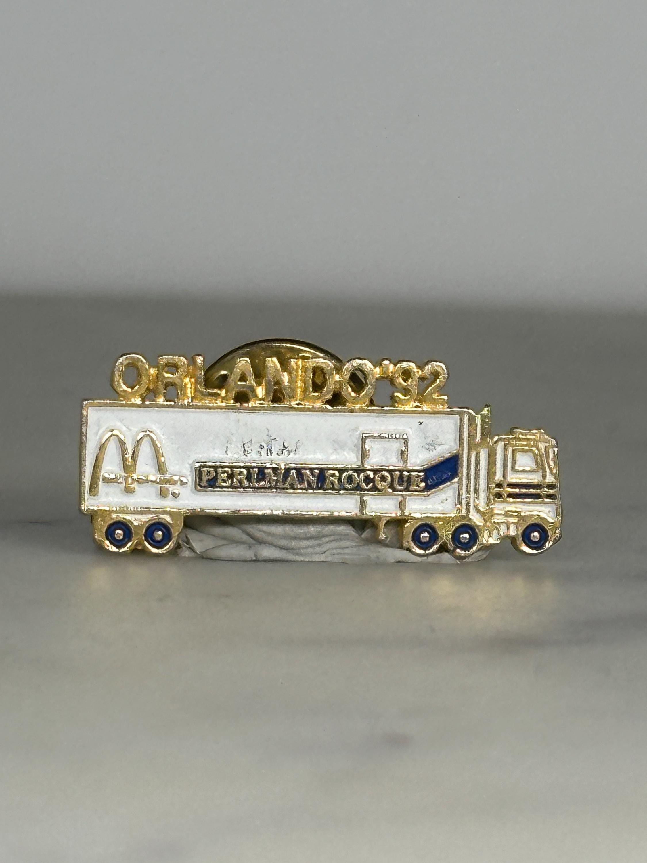 Orlando '92 Truck Enamel Pin: Gold White Blue - Vintage Company Accessory