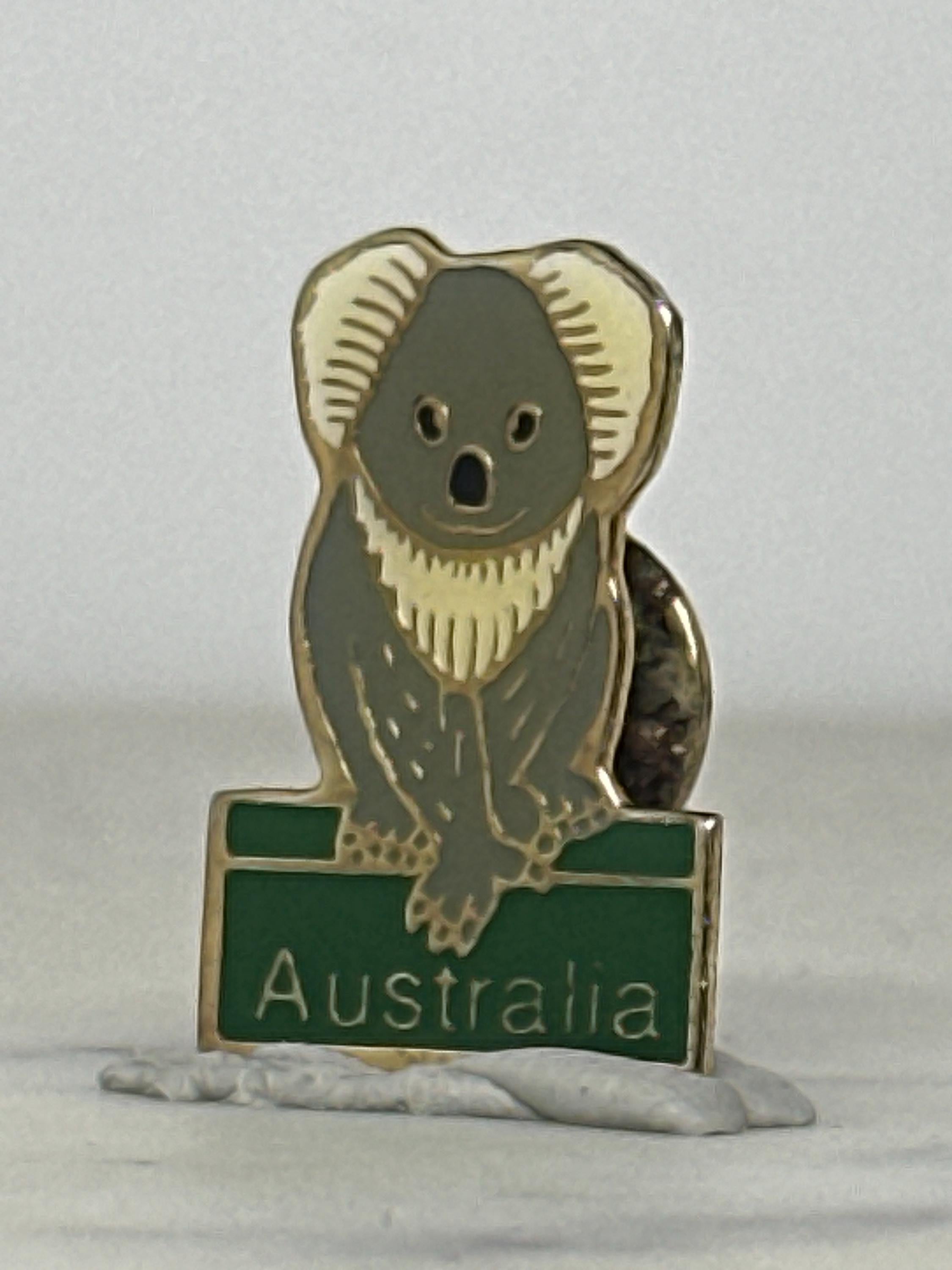 Koala Australia Lapel Pin: Green Gold Enamel - Souvenir Travel Accessory