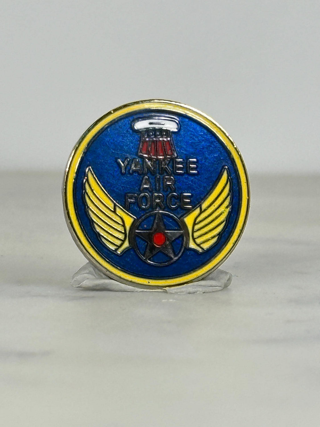 Yankee Air Force Pin: Blue/Gold Enamel - Vintage Military Accessory
