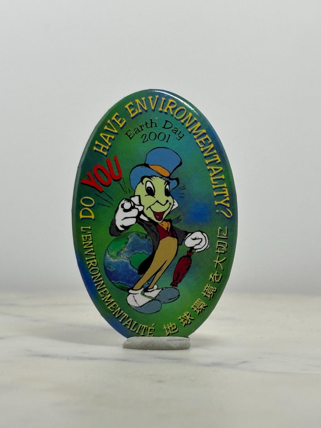 Jiminy Cricket Earth Day Pin: Multicolor Enamel - 2001 Disney Collectible