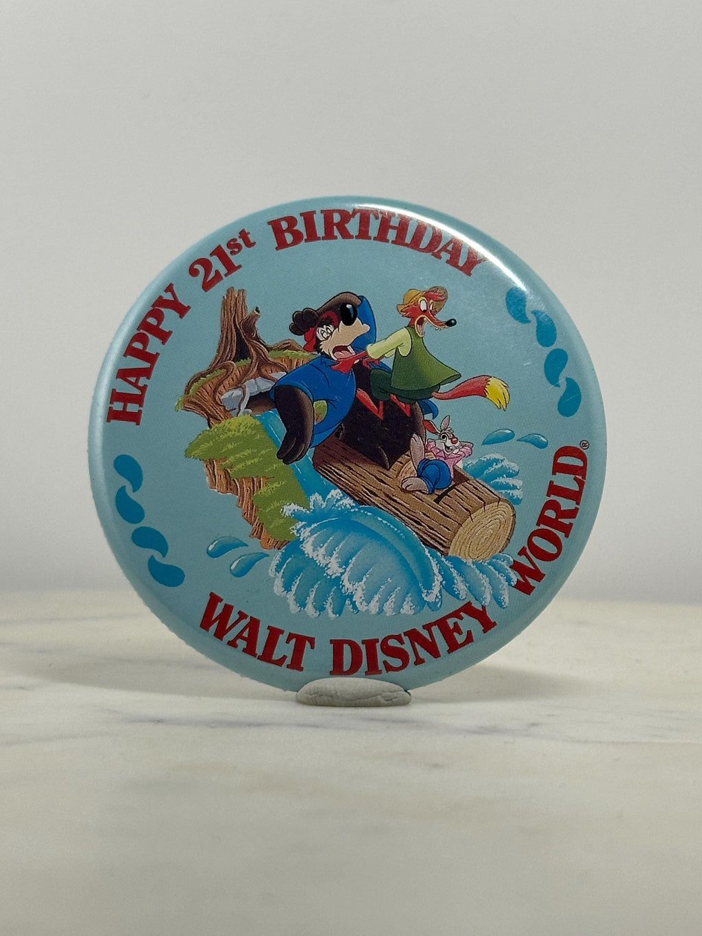 Disney Birthday Button Pin: Br'er Characters Splash Design - 90s Theme Accessory