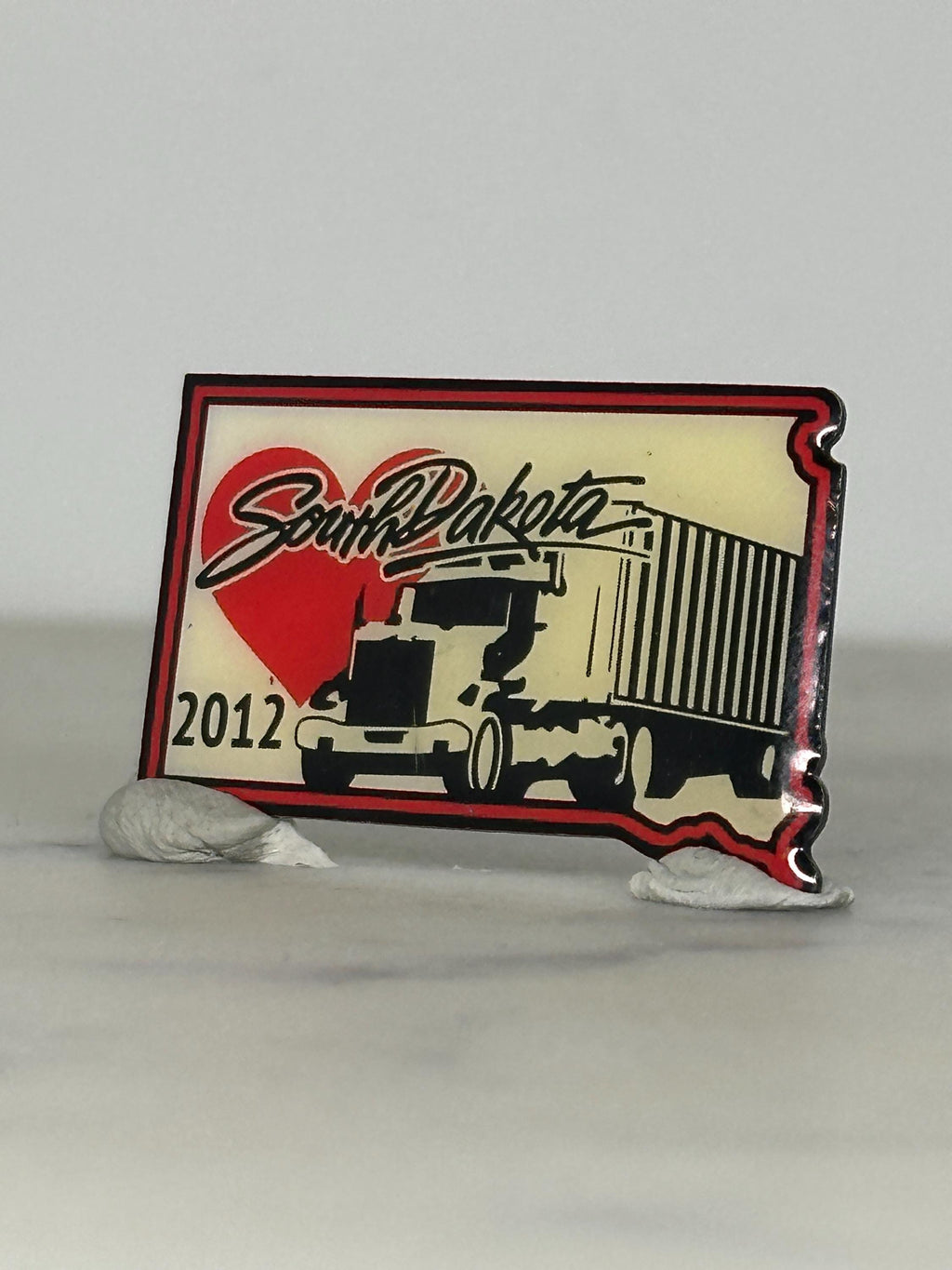 South Dakota Truck Enamel Pin: Red Black White - 2012 State Souvenir Accessory