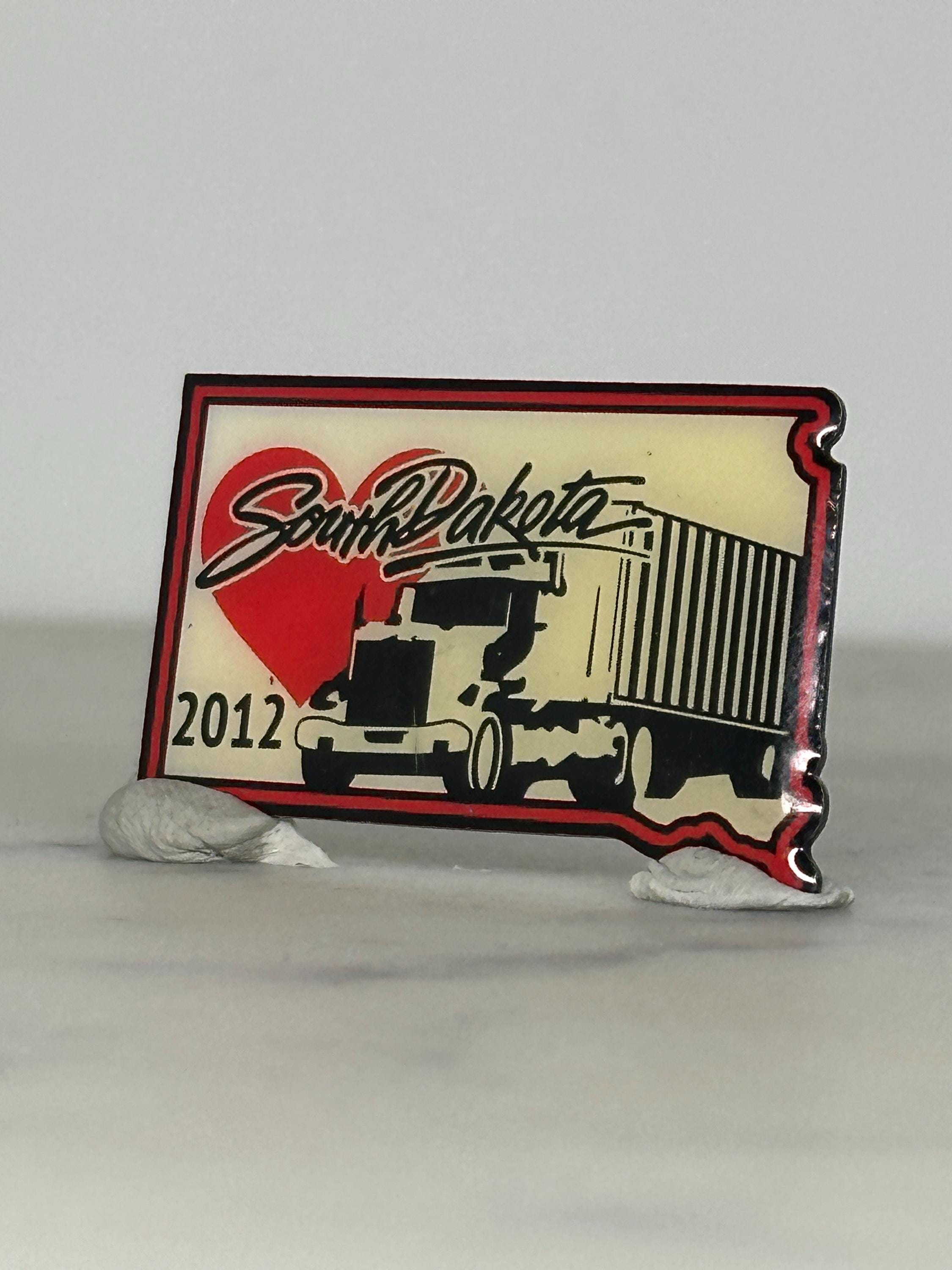 South Dakota Truck Enamel Pin: Red Black White - 2012 State Souvenir Accessory