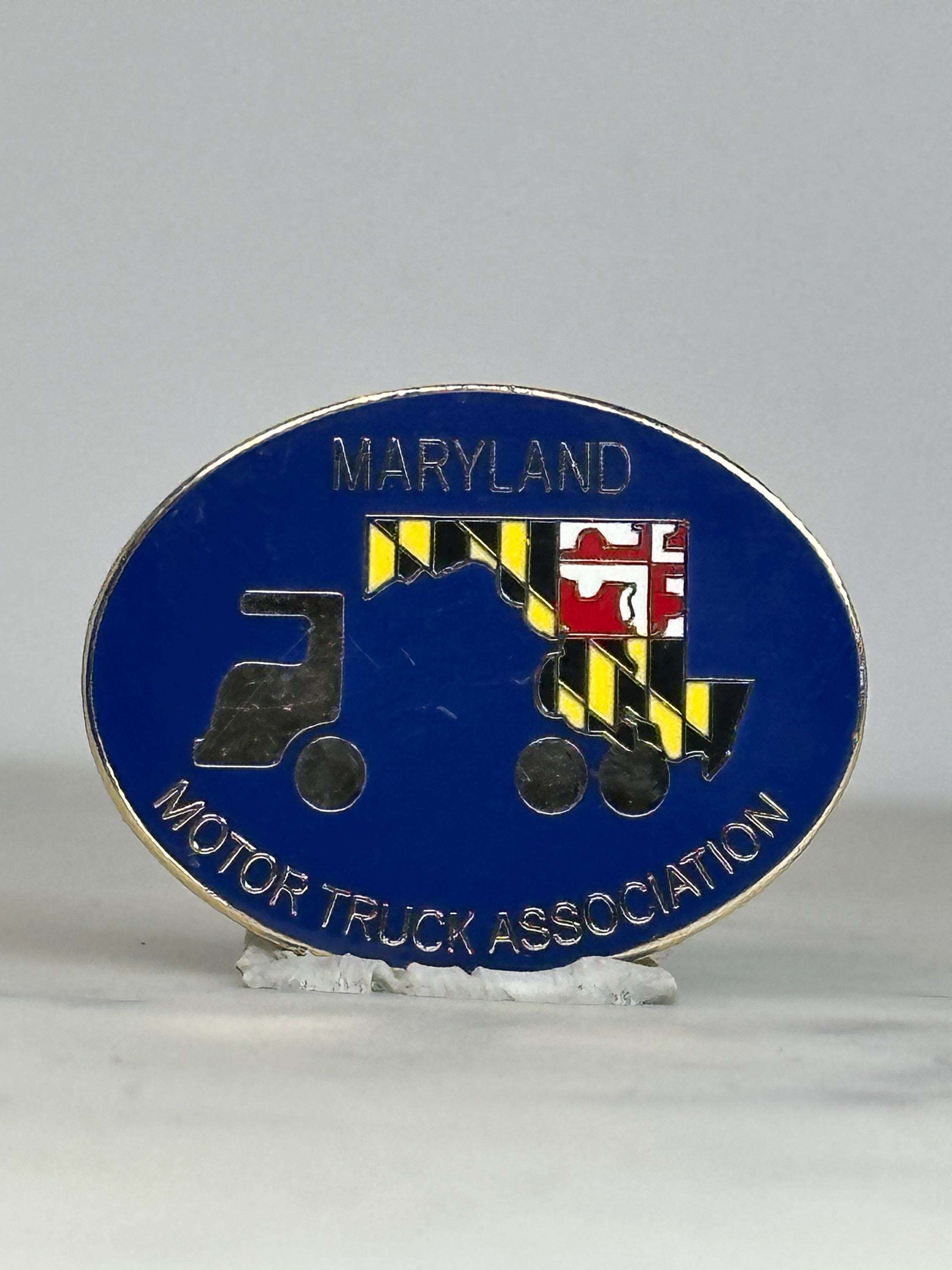 Maryland Motor Truck Association Pin: Blue Enamel Oval - Vintage Transportation Accessory