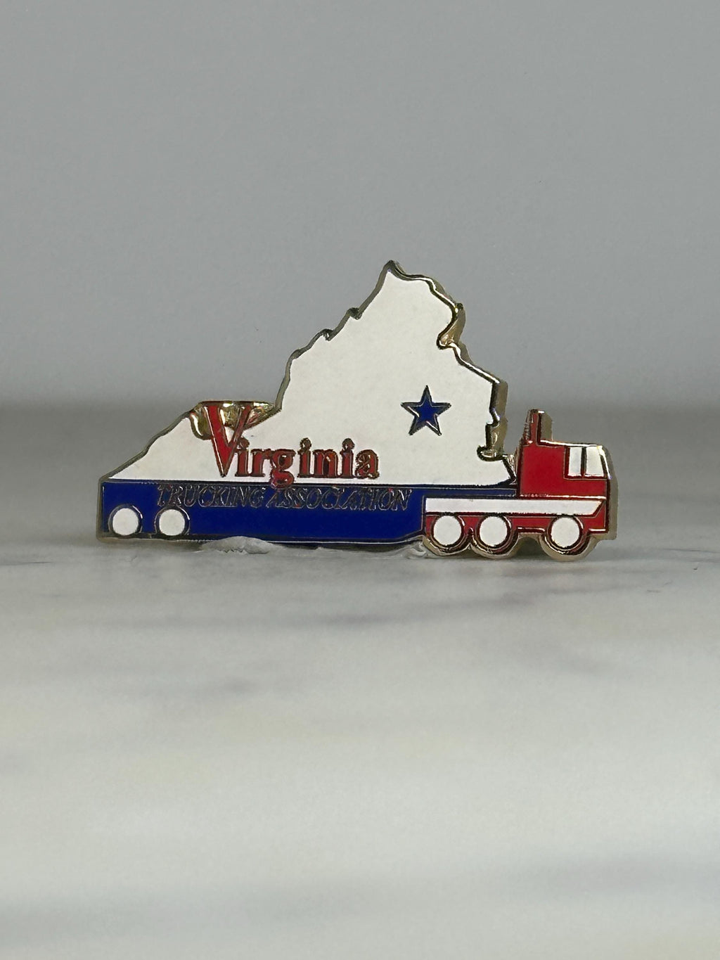 Virginia Trucking Association Pin: Red White Blue Enamel - Vintage Transport Accessory