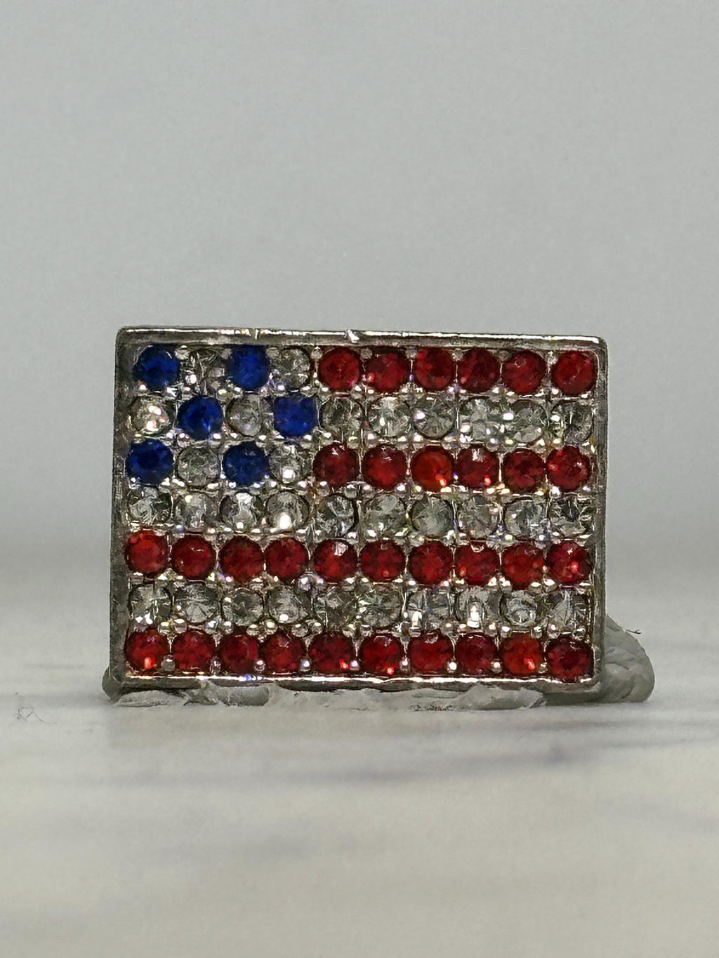 Rhinestone American Flag Pin – Red White Blue Crystal Patriotic Lapel